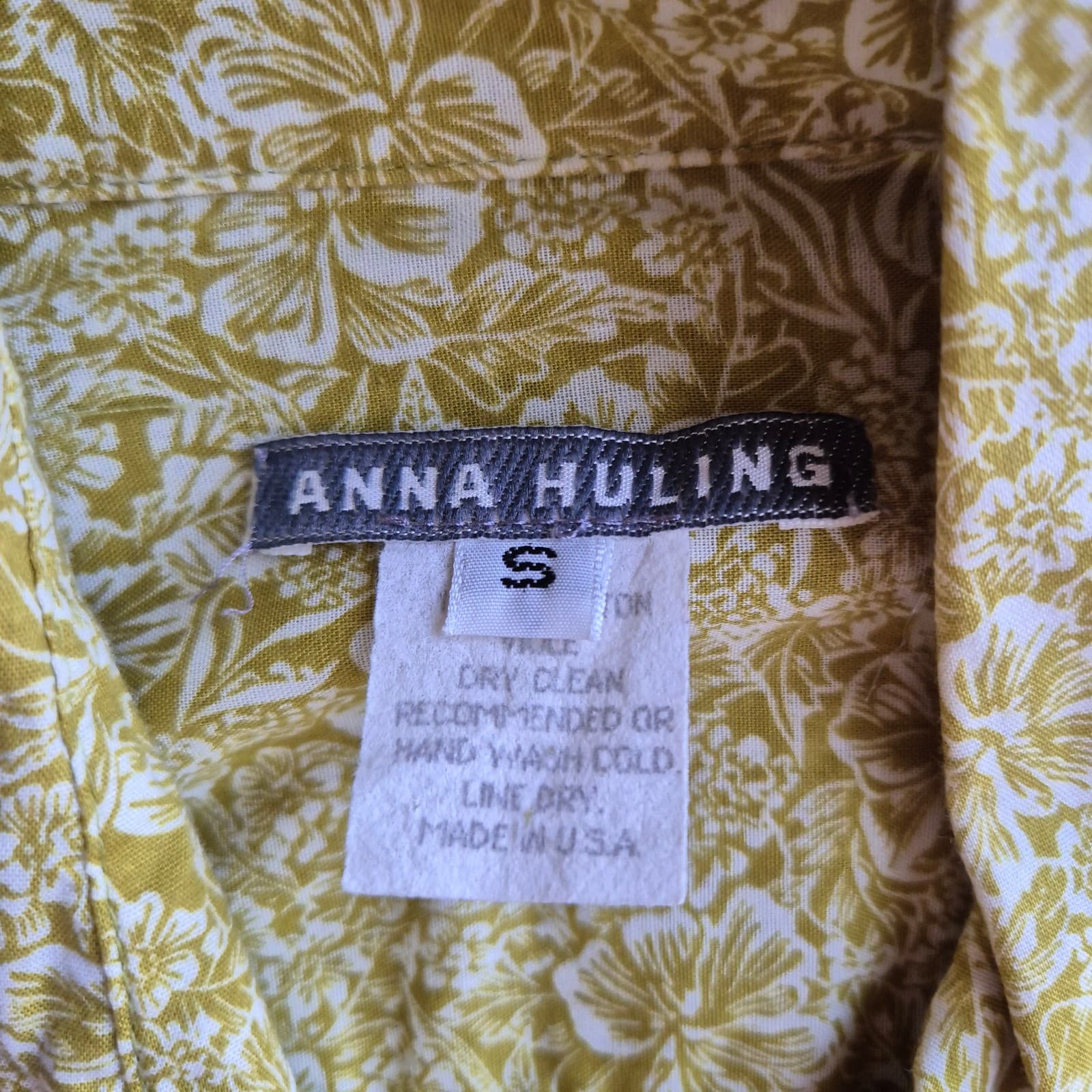 Vintage ANNA HULING USA Made Floral Ruffle Pearl Snap Western Shirt Green Sz.S - Thumbnail 8