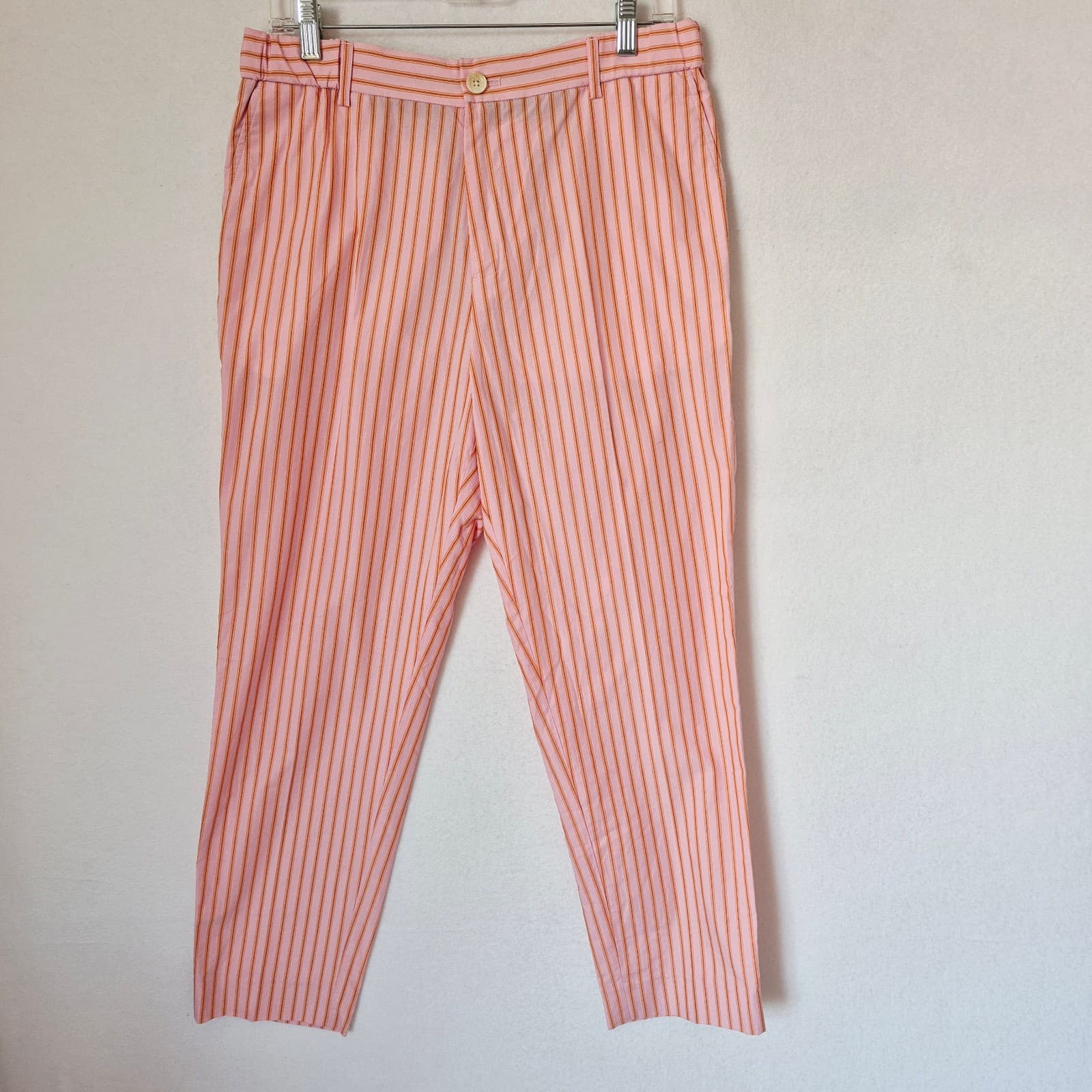 Scotch & Soda Fave Pink Orange Striped High Rise Ankle Pants Pocket Womens 31/32 - Thumbnail 2
