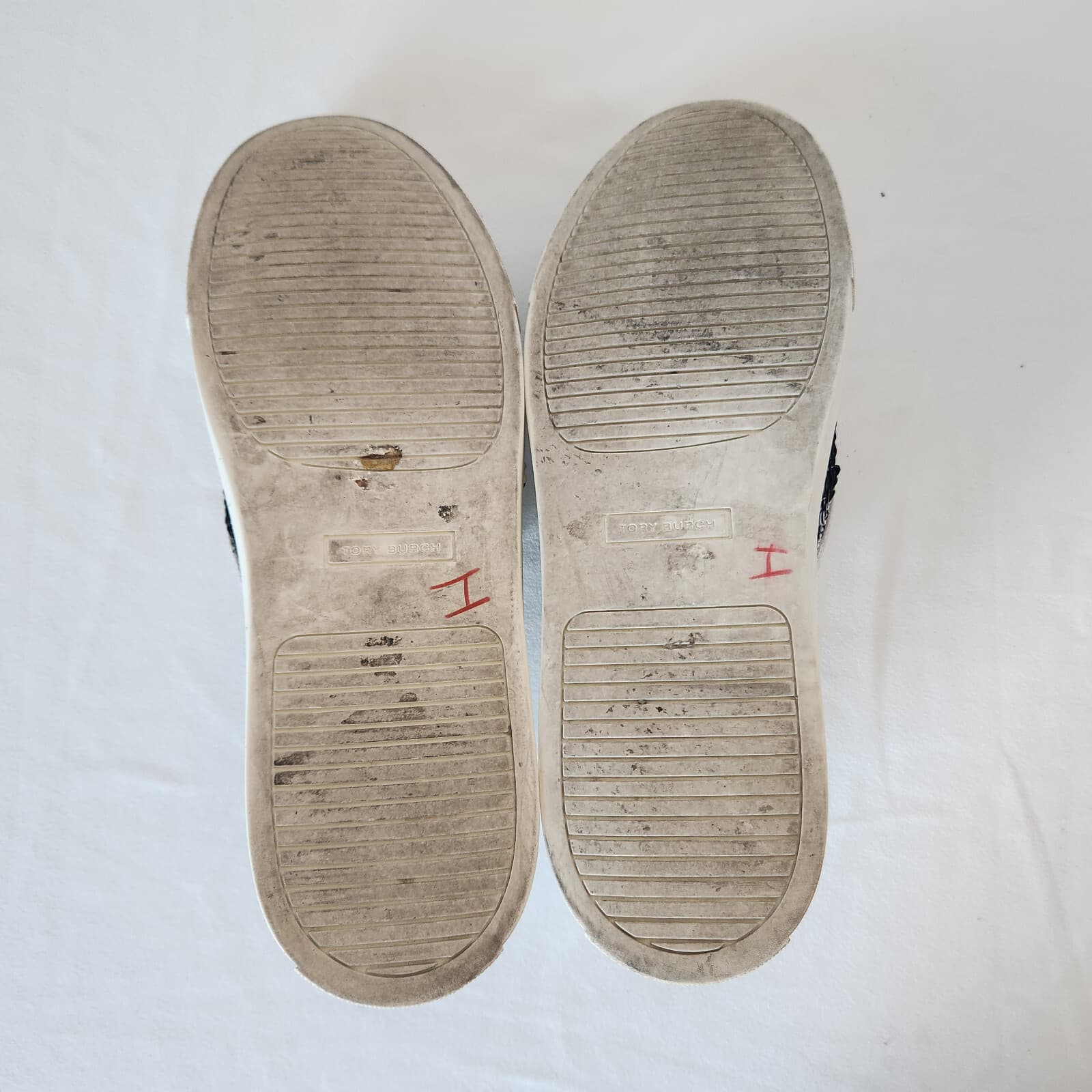Tory Burch Carter Silver Sequin Embellished Slip On Sneaker White Leather US9.5M - Thumbnail 12