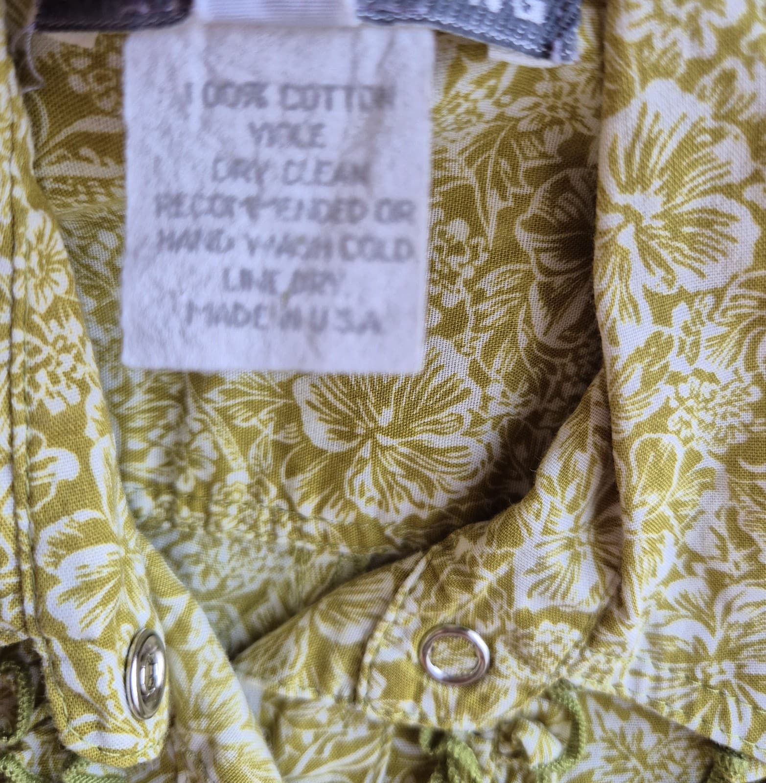 Vintage ANNA HULING USA Made Floral Ruffle Pearl Snap Western Shirt Green Sz.S - Thumbnail 9