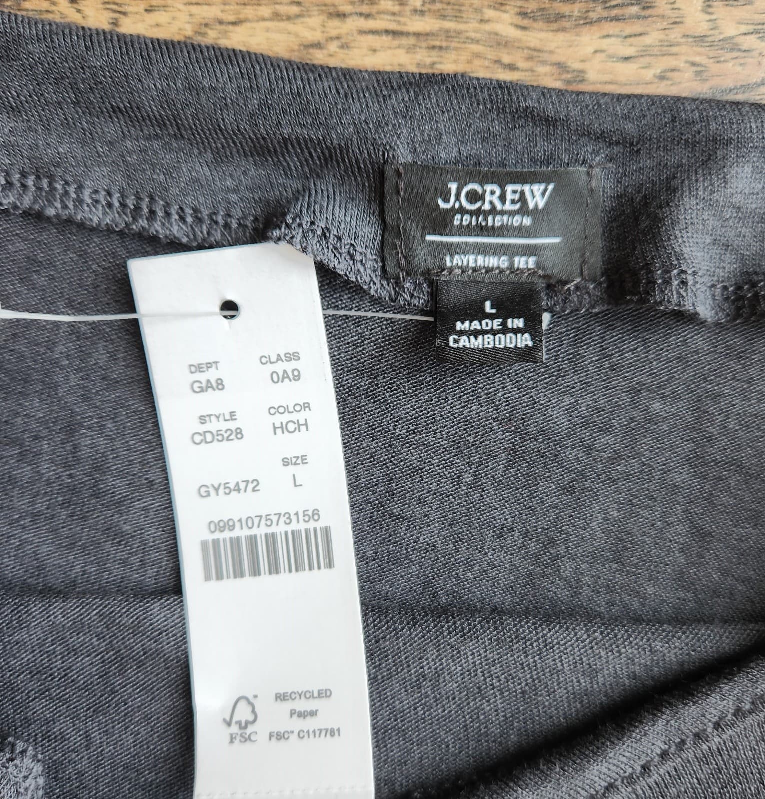NWT J.Crew Collection Layering T-Shirt Black Sheer Wool-Blend Long-Sleeve Sz.L - Thumbnail 8