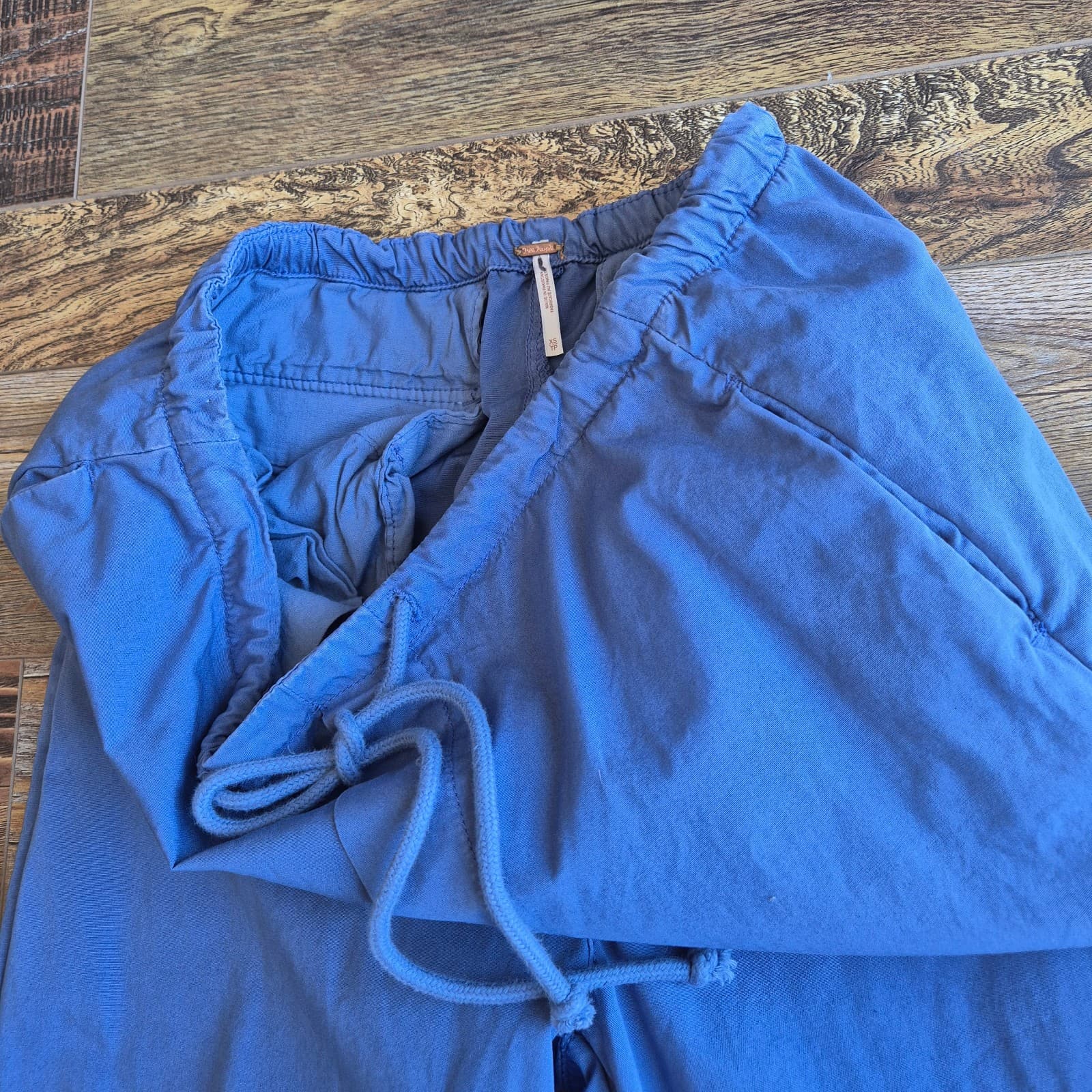 Free People Light Parachute Pants Pull-On Drawstring Pocket Cotton Blue Women XS - Thumbnail 9