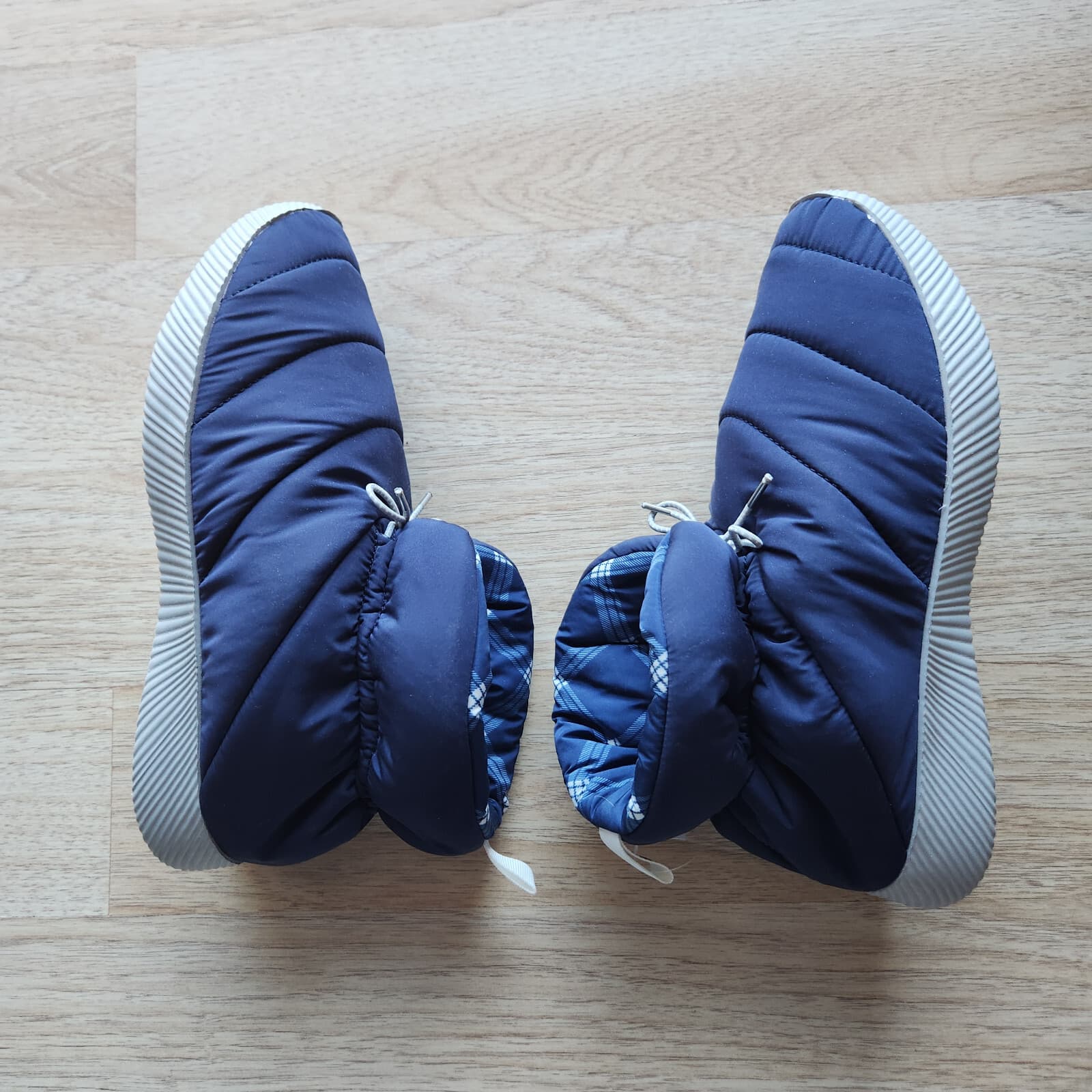 NWT Lands' End Ultralight Puffer Bootie Slipper Faux Fur Lining Blue Womens US9B - Thumbnail 4