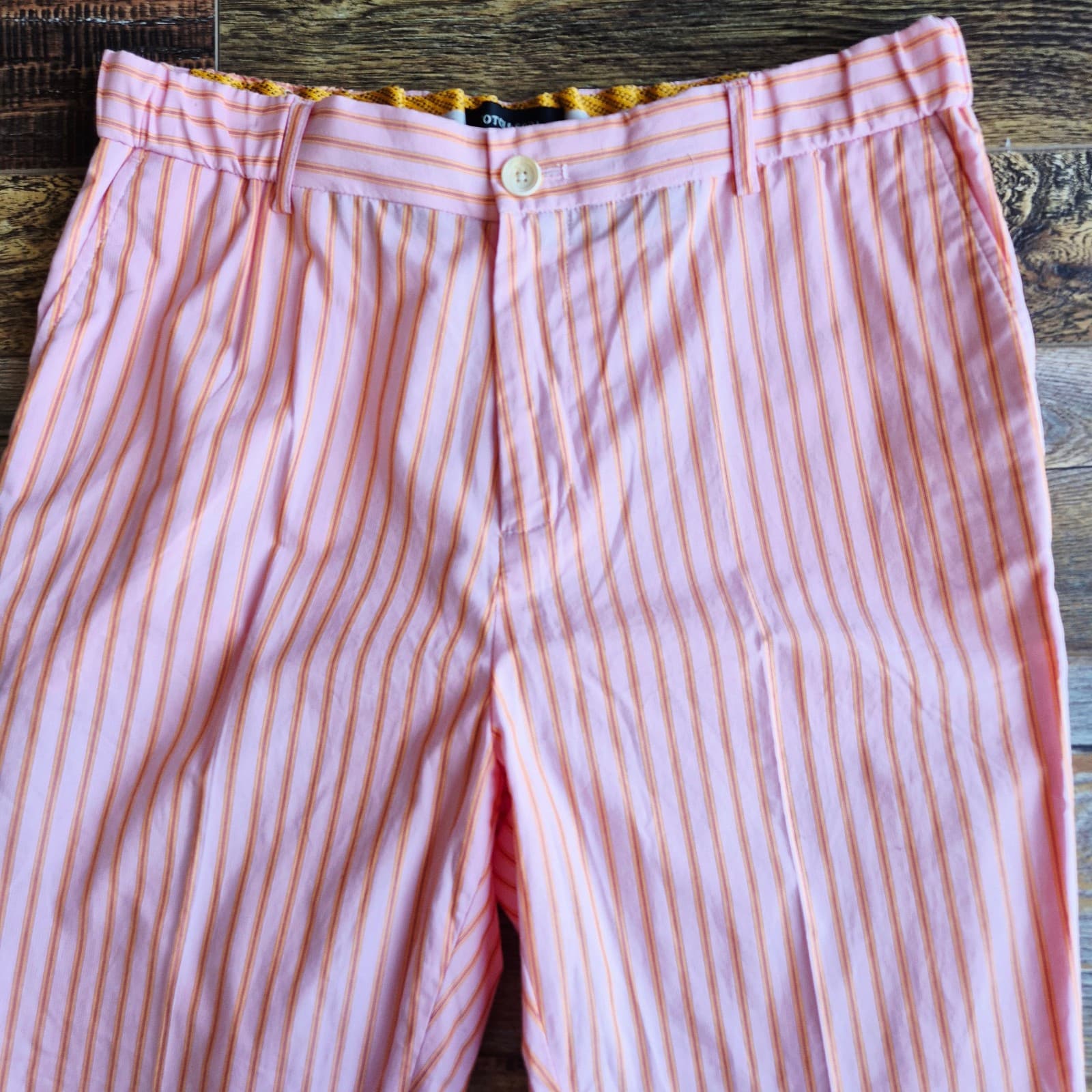 Scotch & Soda Fave Pink Orange Striped High Rise Ankle Pants Pocket Womens 31/32 - Thumbnail 3