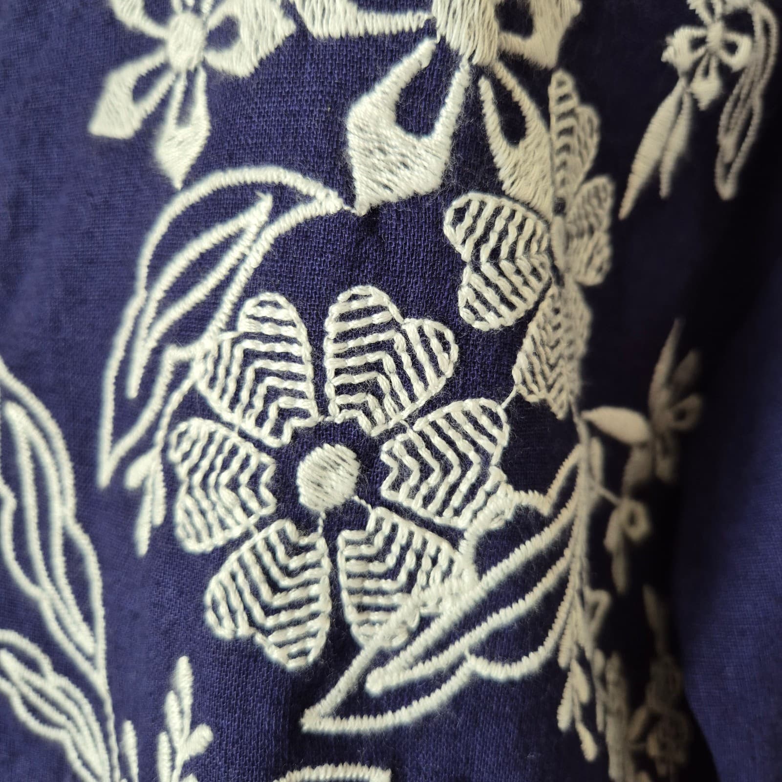 NWoT Pilcro Anthropologie Tavi Floral Embroidered Linen Blend Button Blouse Sz.S - Thumbnail 9