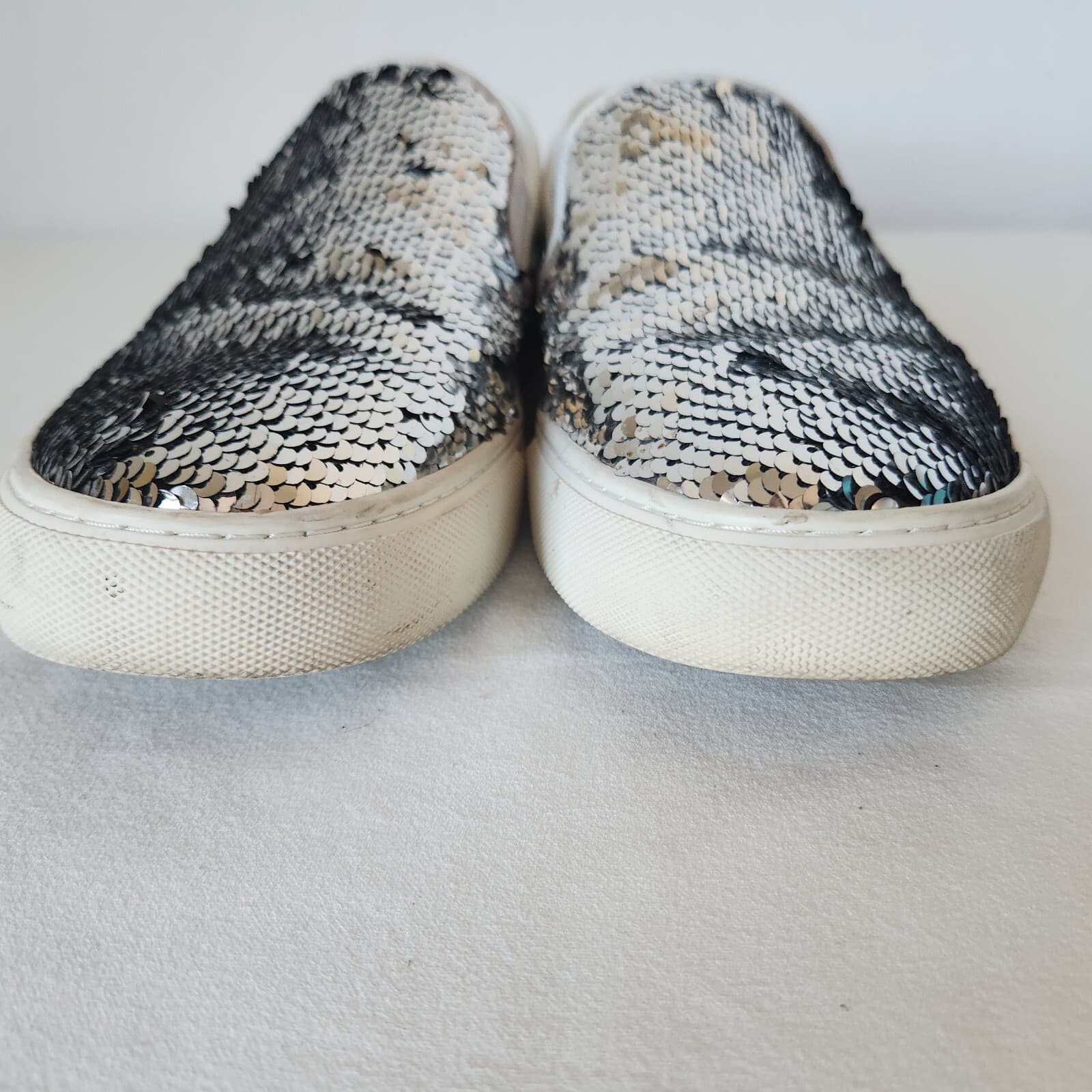 Tory Burch Carter Silver Sequin Embellished Slip On Sneaker White Leather US9.5M - Thumbnail 14