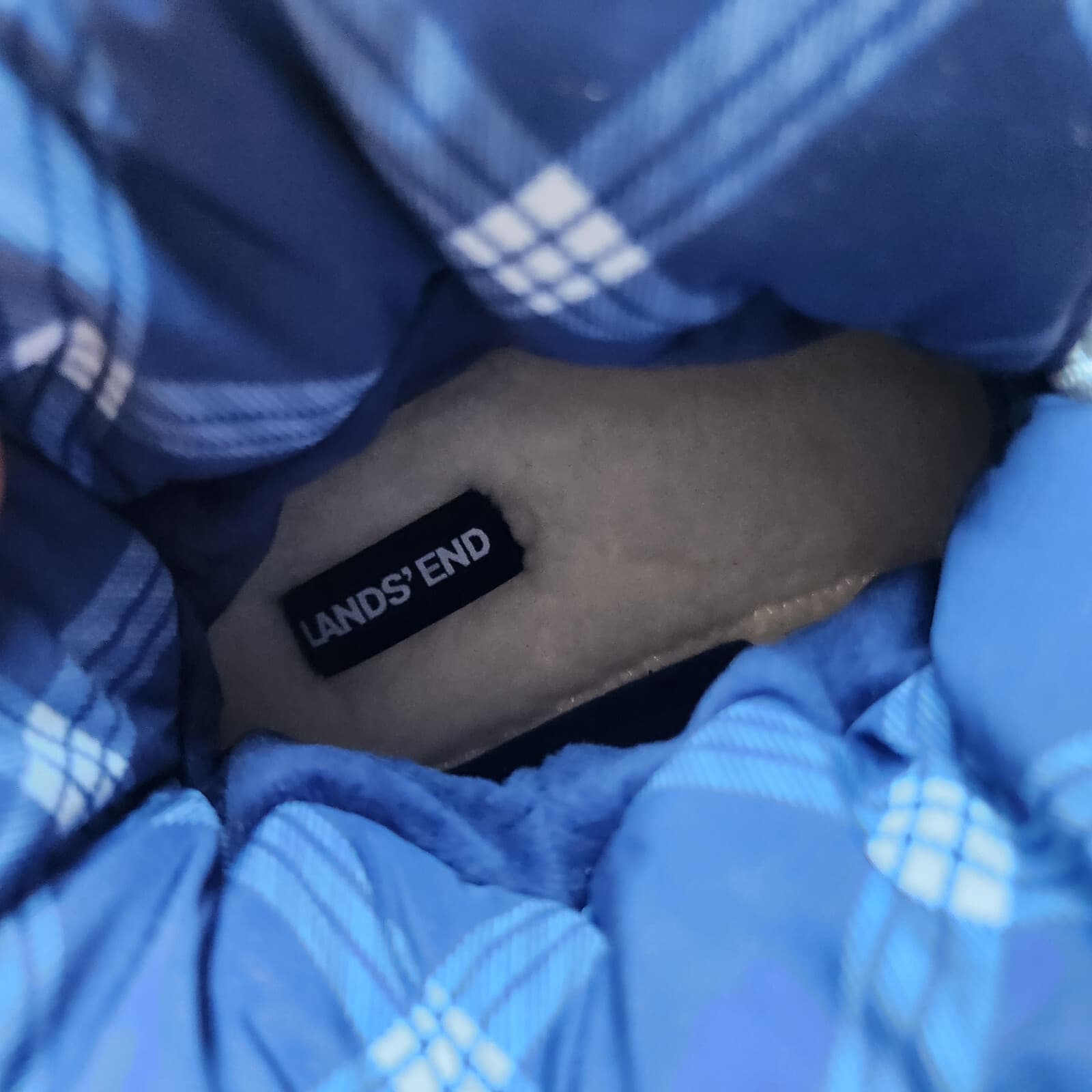 NWT Lands' End Ultralight Puffer Bootie Slipper Faux Fur Lining Blue Womens US9B - Thumbnail 10