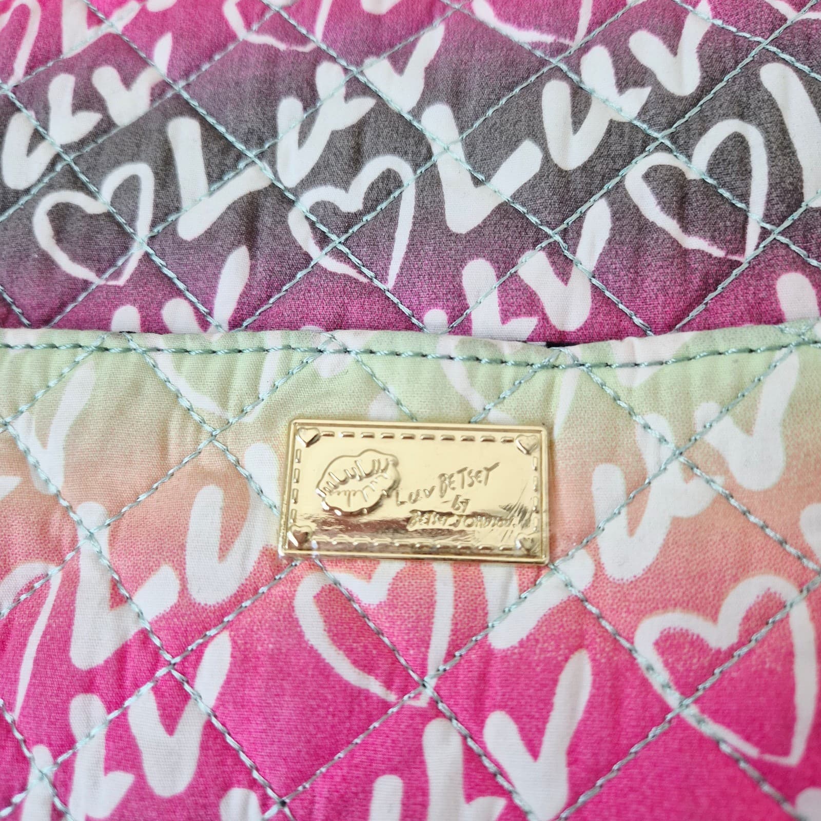 Luv Betsey Johnson Hearts Tie-Dye Graffiti Rainbow Weekend Carryon Duffel Bag - Thumbnail 3