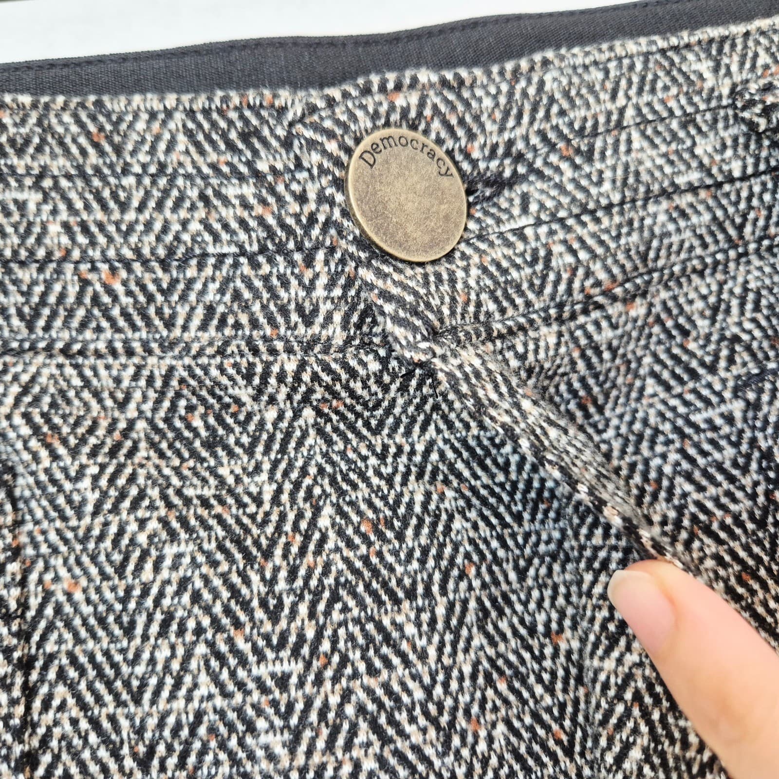 NWT Democracy Ab Solution Skyrise Tweed Straight Pants Pullon Stretch Black Sz.2 - Thumbnail 4