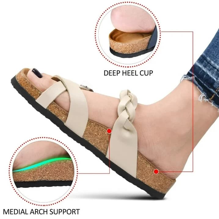 NWoB Aerothotic Irenic Soft Footbed Strappy Slide Comfort Sandals Beige EU41 - Thumbnail 7