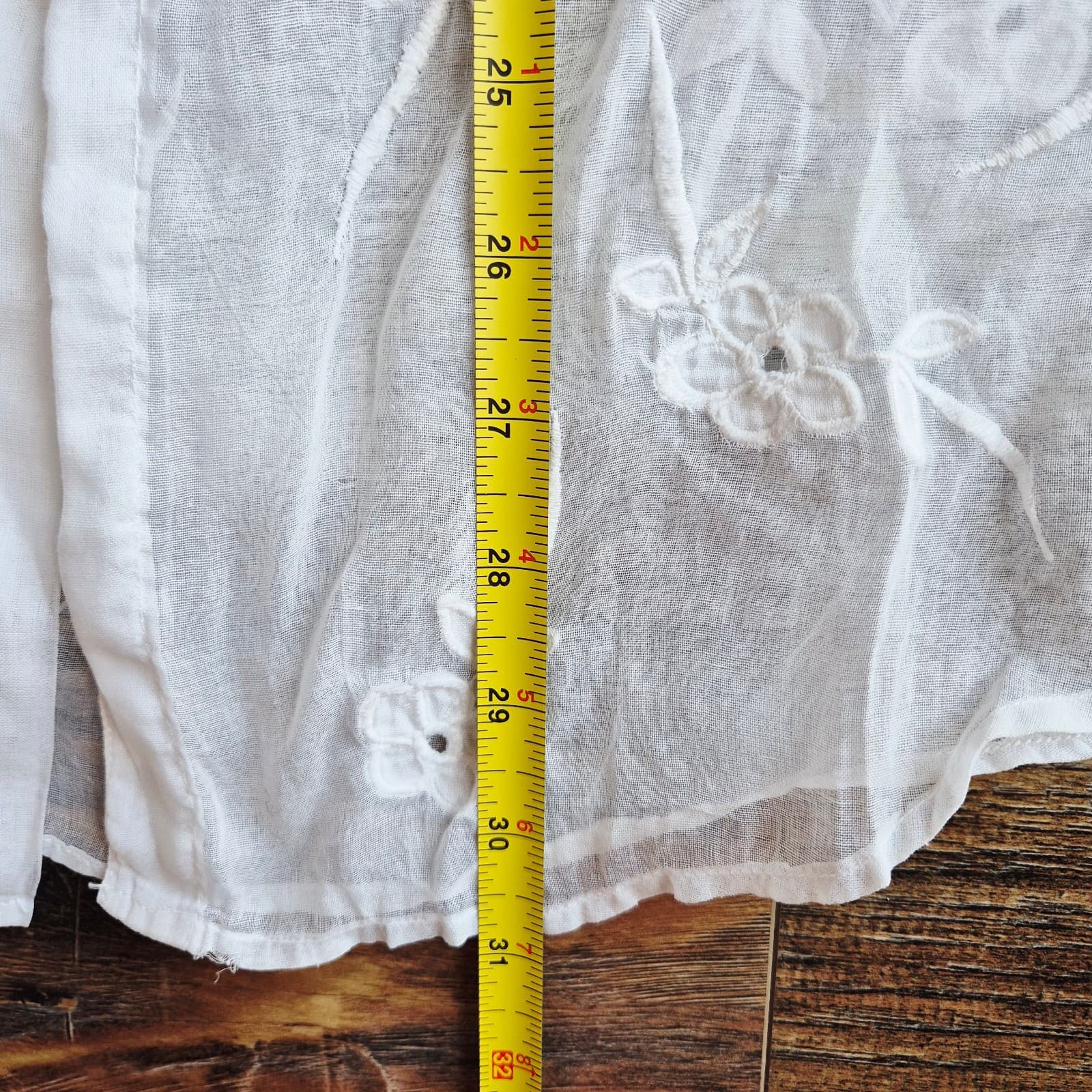 Kiko Comfortable Clothing Embroidered Blouse Sheer White Cotton Button-Front O/S - Thumbnail 12