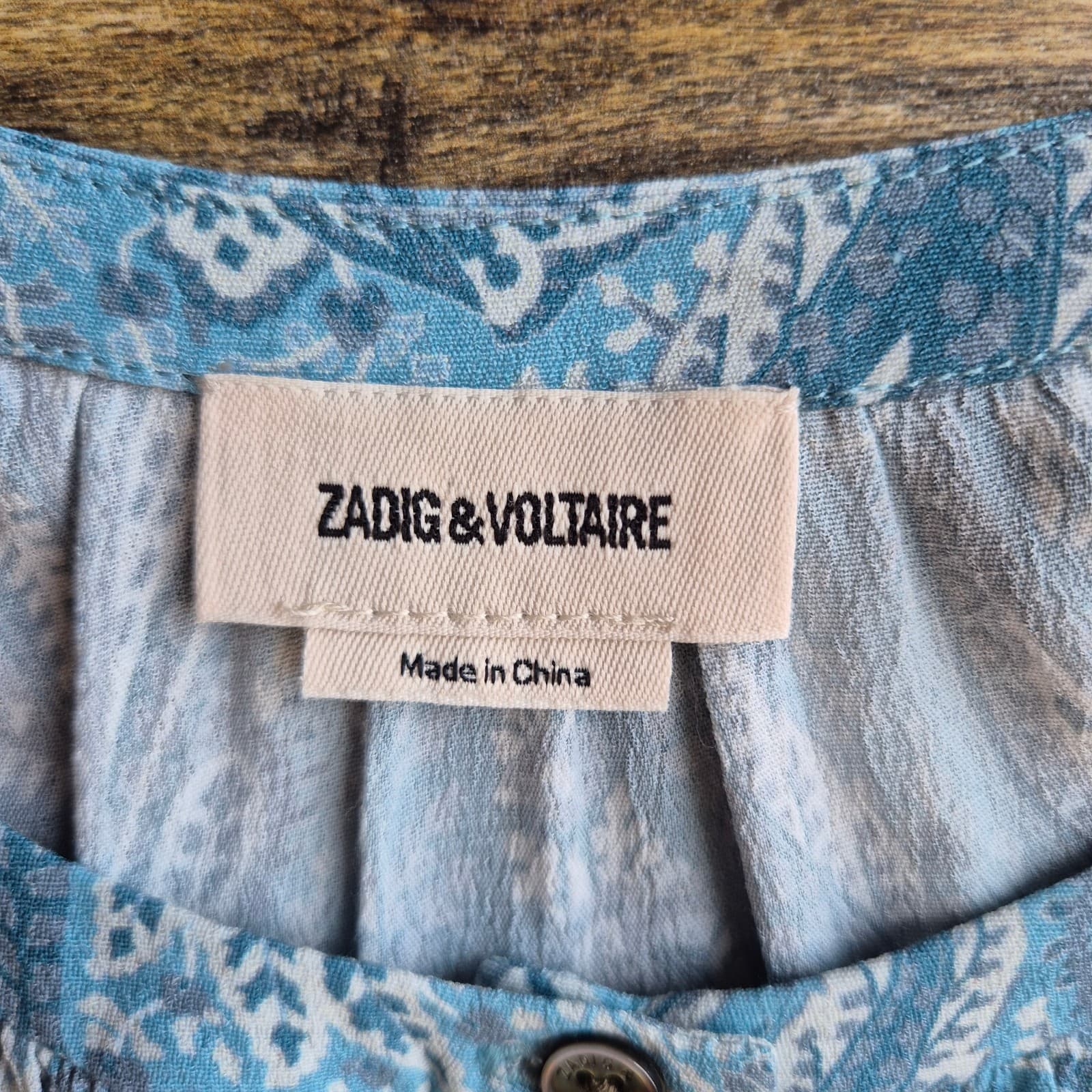 Zadig & Voltaire Teck Crepe Paisley Embroidered Blouse Long Sleeve Green Sz.L - Thumbnail 10