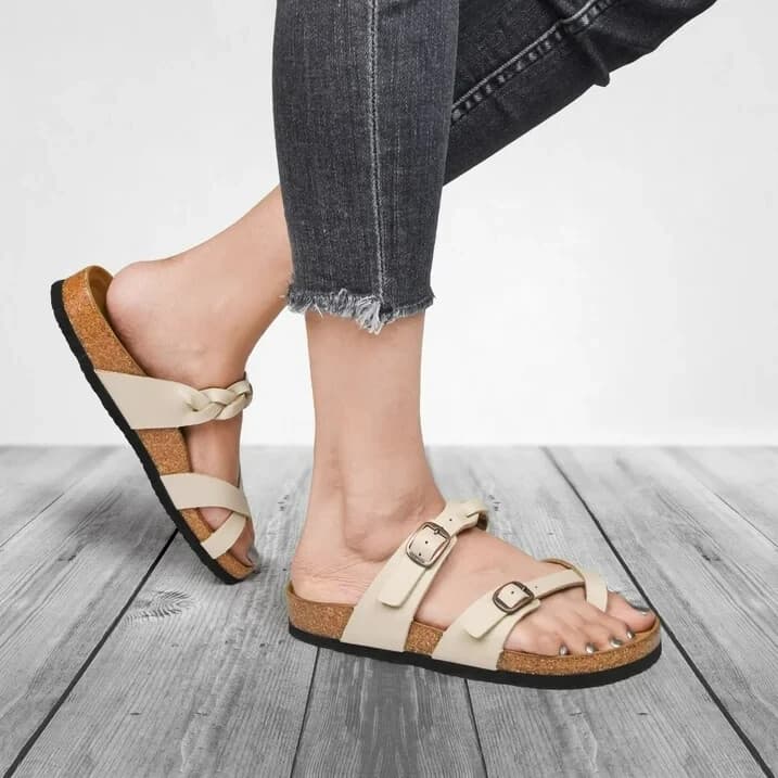 NWoB Aerothotic Irenic Soft Footbed Strappy Slide Comfort Sandals Beige EU41 - Thumbnail 4