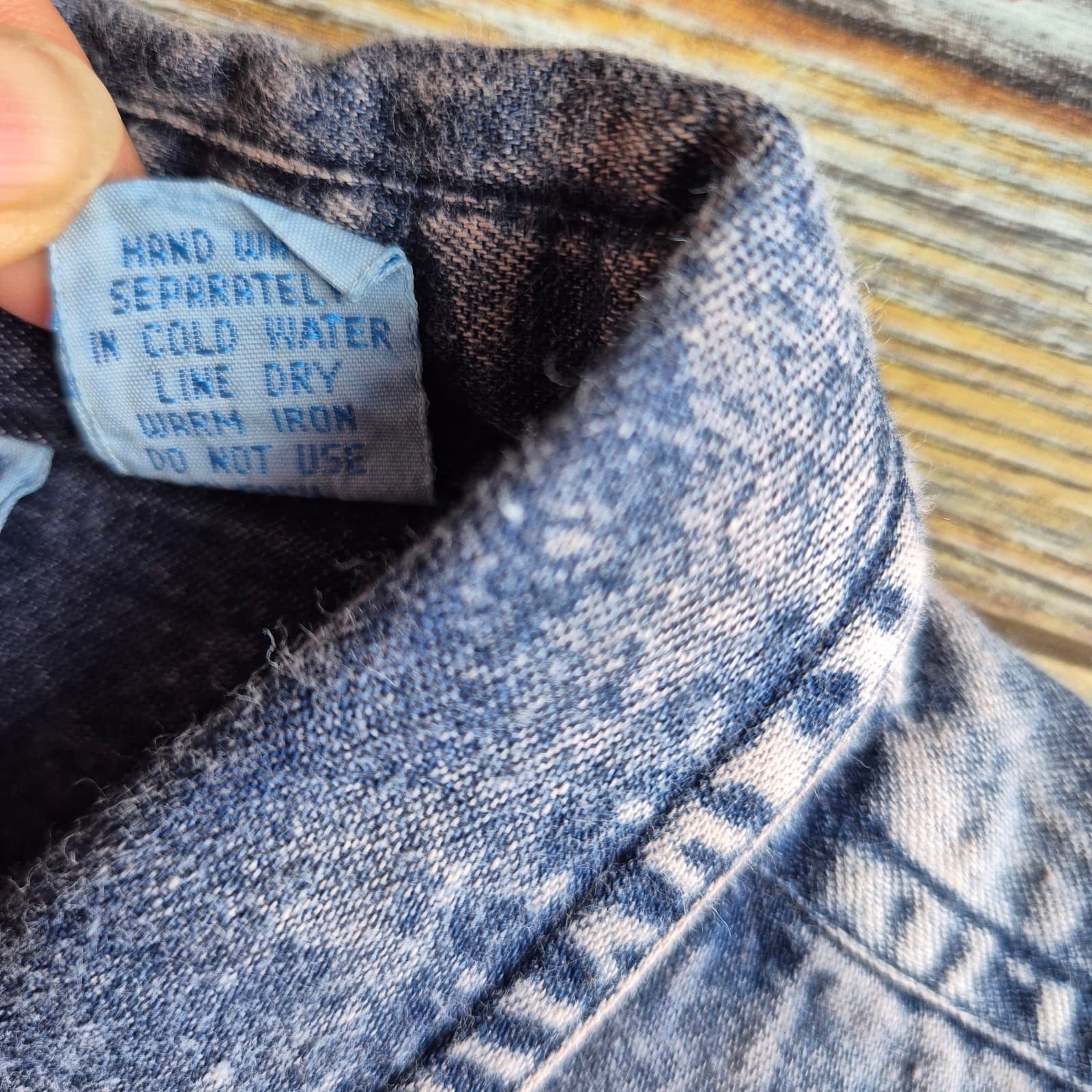 Vintage NWT Pinot Noir Acid-Washed Denim Shirt Button Long Sleeve Cotton Women M - Thumbnail 8