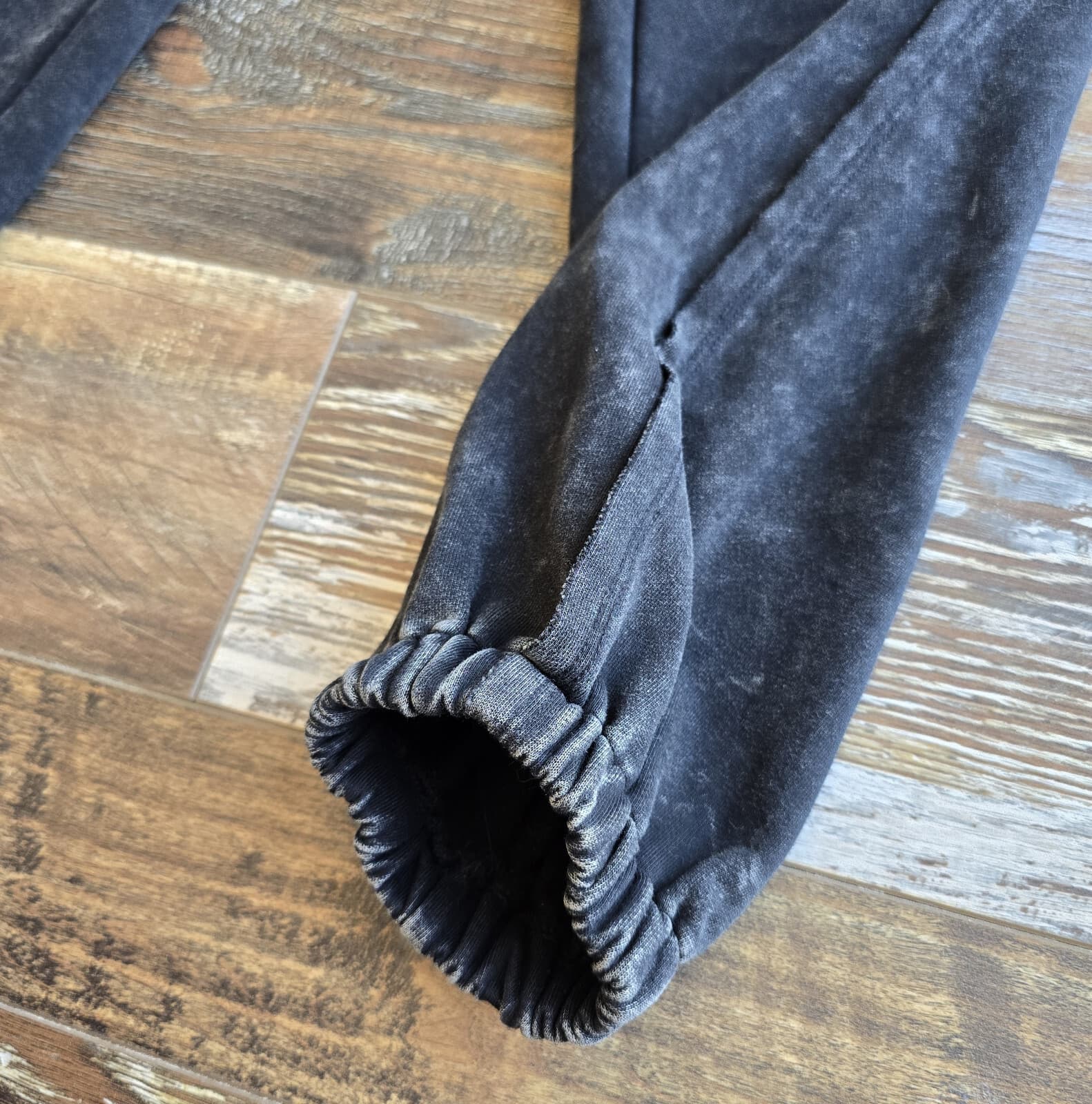 Oli & Hali Washed Terry Jogger Sweatpant Elastic Waist Drawstring Pocket Black M - Thumbnail 4