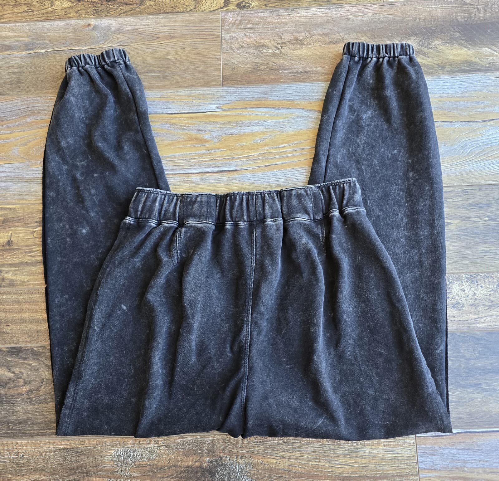 Oli & Hali Washed Terry Jogger Sweatpant Elastic Waist Drawstring Pocket Black M - Thumbnail 7