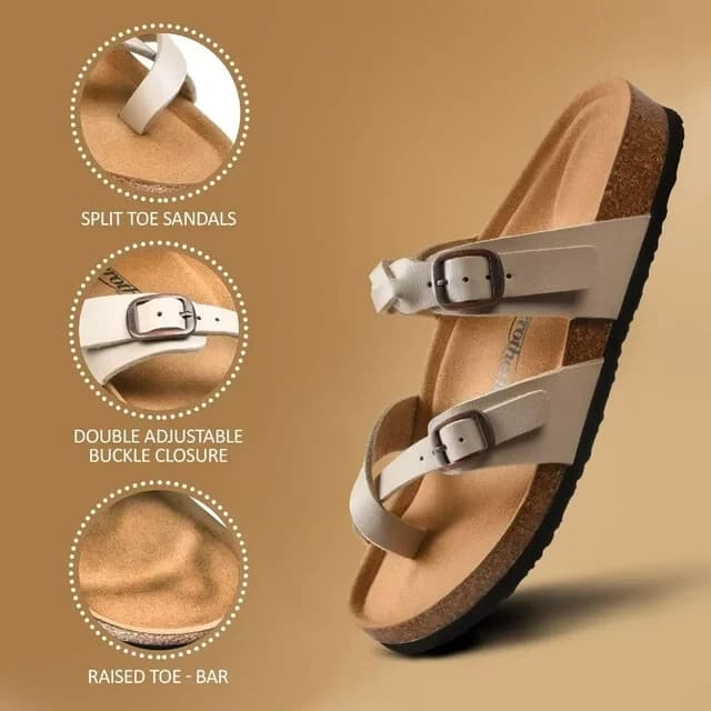 NWoB Aerothotic Irenic Soft Footbed Strappy Slide Comfort Sandals Beige EU41 - Thumbnail 6