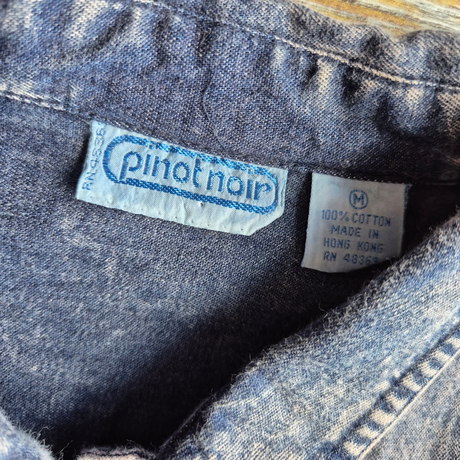 Vintage NWT Pinot Noir Acid-Washed Denim Shirt Button Long Sleeve Cotton Women M - Thumbnail 7
