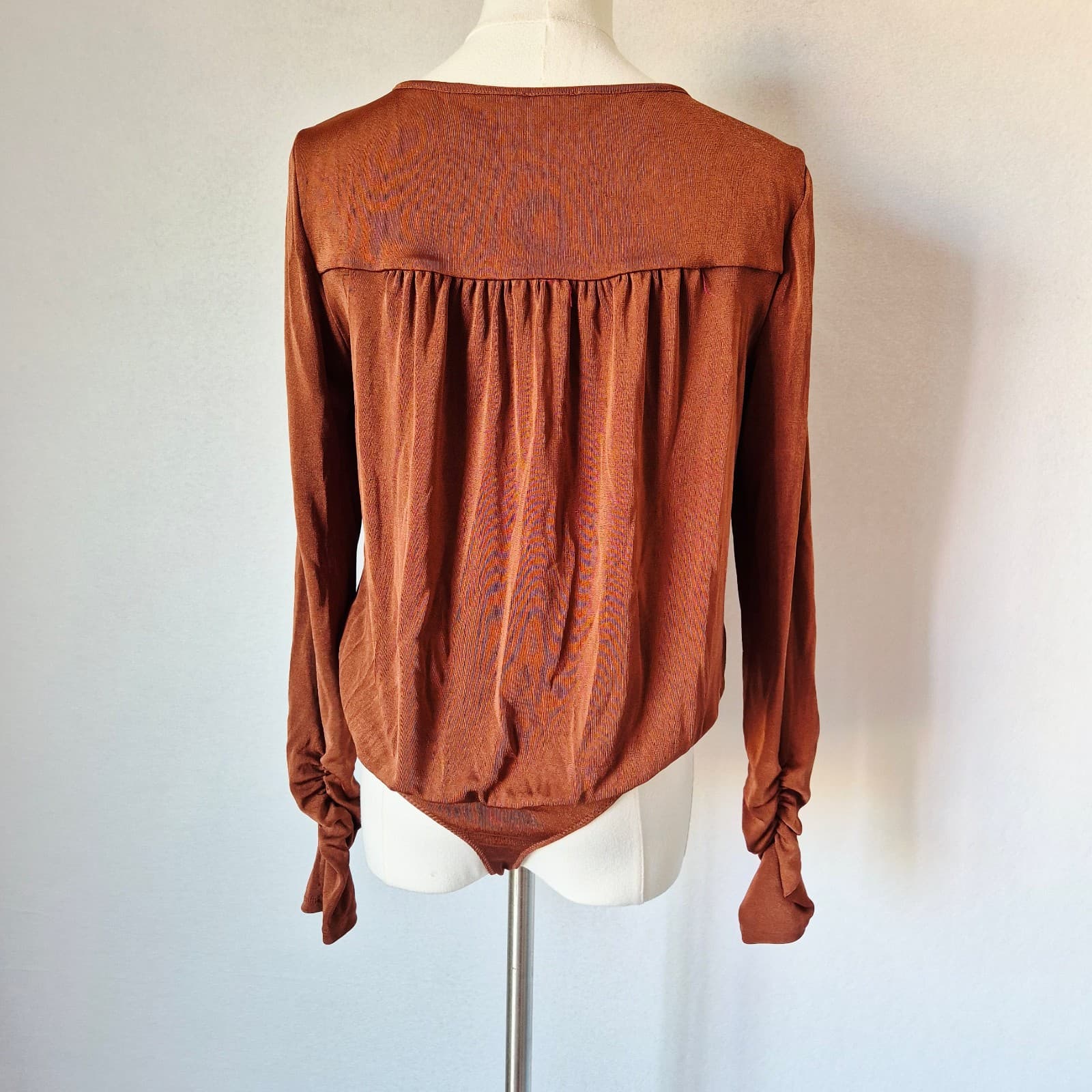NWoT Free People Intimately Kaya Keyhole Long Sleeve Bodysuit Rust Brown Women S - Thumbnail 8