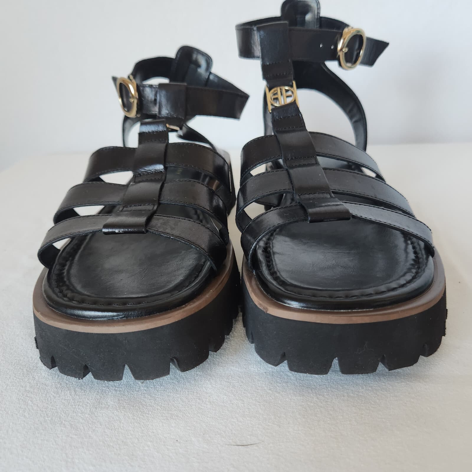 NWoB BEAU TODAY Leather Gladiator Sandals Open Toe Ankle Strap Platform Black 10 - Thumbnail 8