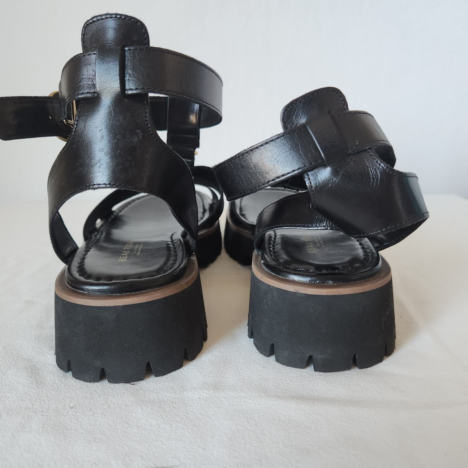 NWoB BEAU TODAY Leather Gladiator Sandals Open Toe Ankle Strap Platform Black 10 - Thumbnail 10