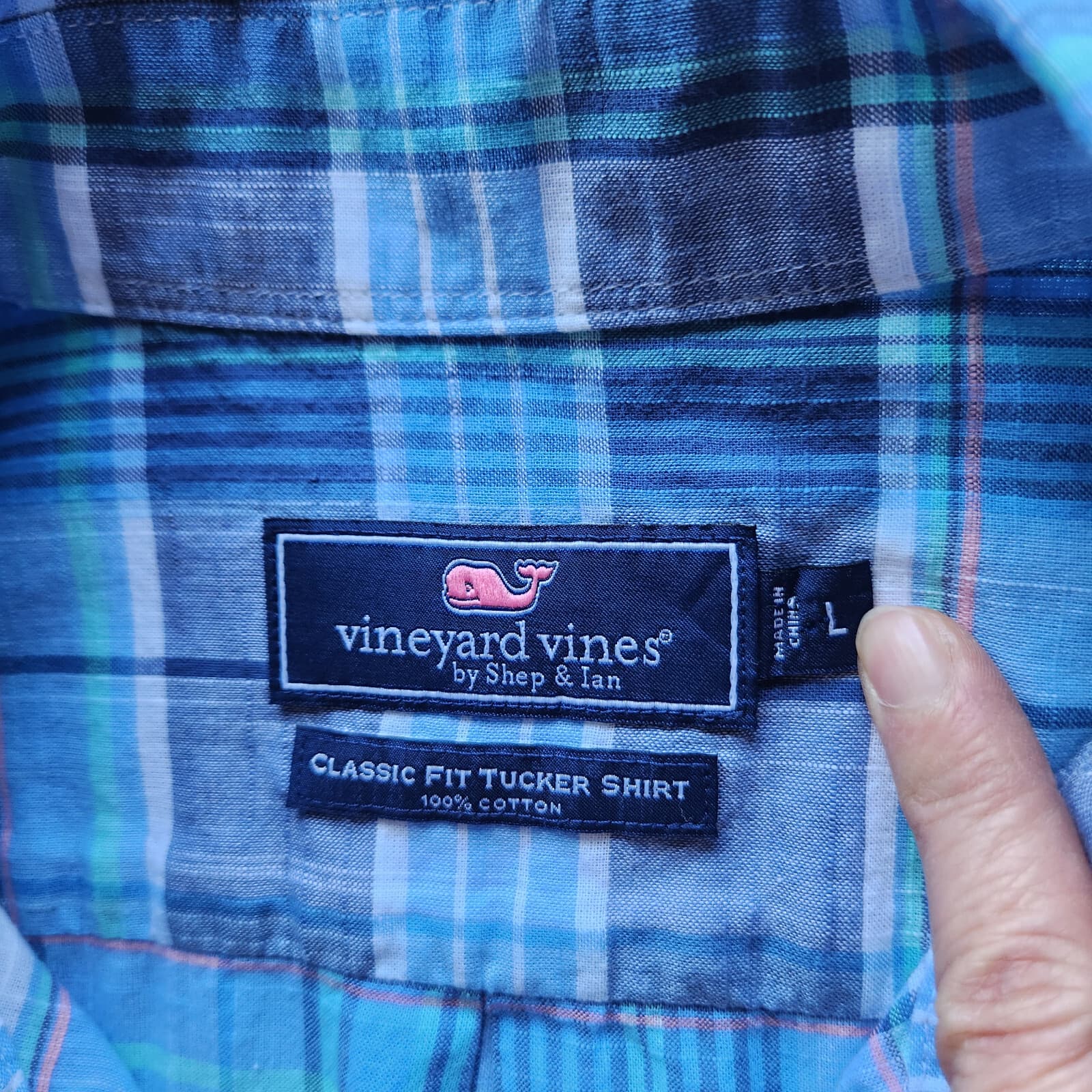 Vineyard Vines Smith Point Tucker Classic Fit Plaid Sport Shirt Moonshine Blue L - Thumbnail 6