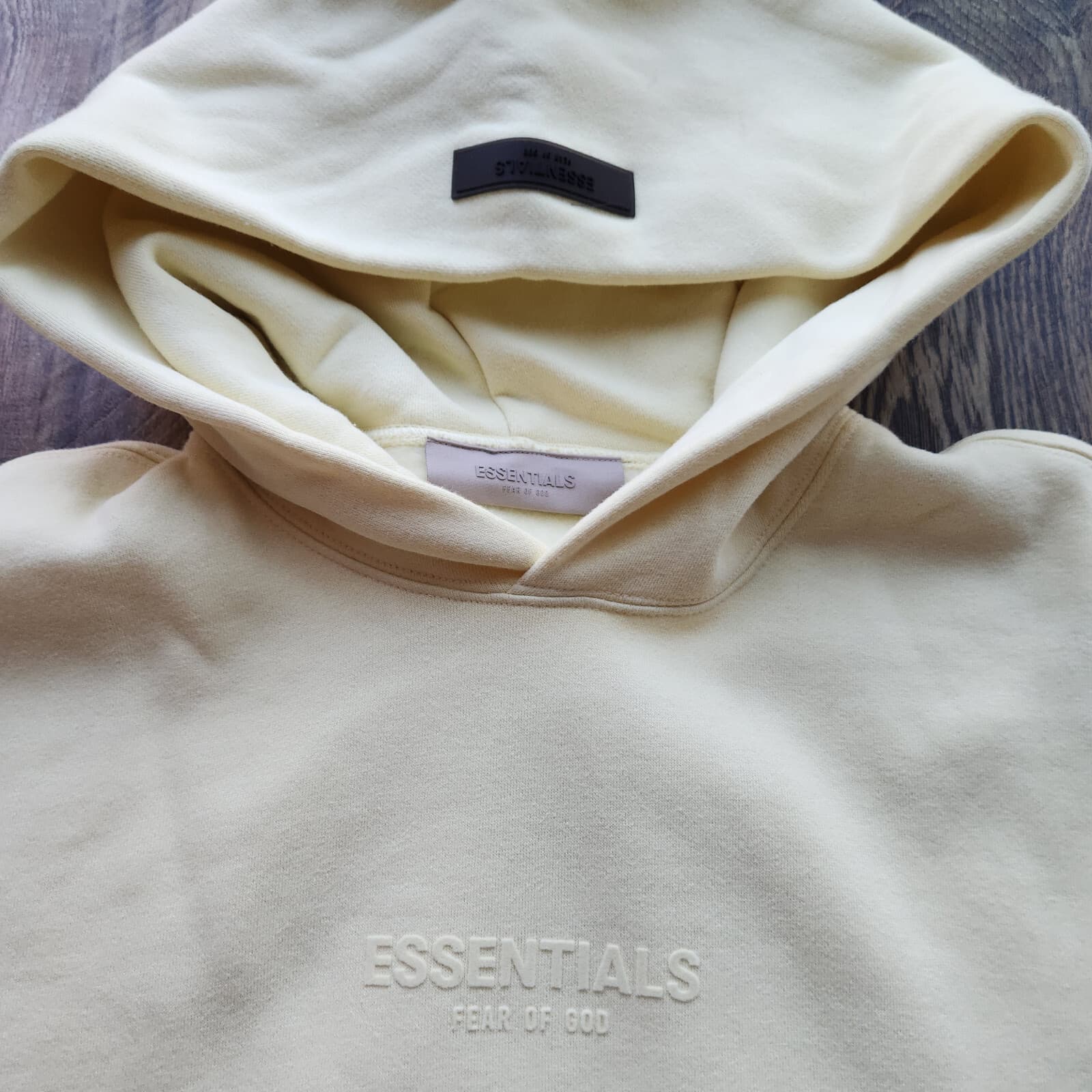 NWT ESSENTIALS Fear of God 2pc Hooded Sweatshirt Sweatpant Jogger Yellow Men's L - Thumbnail 8