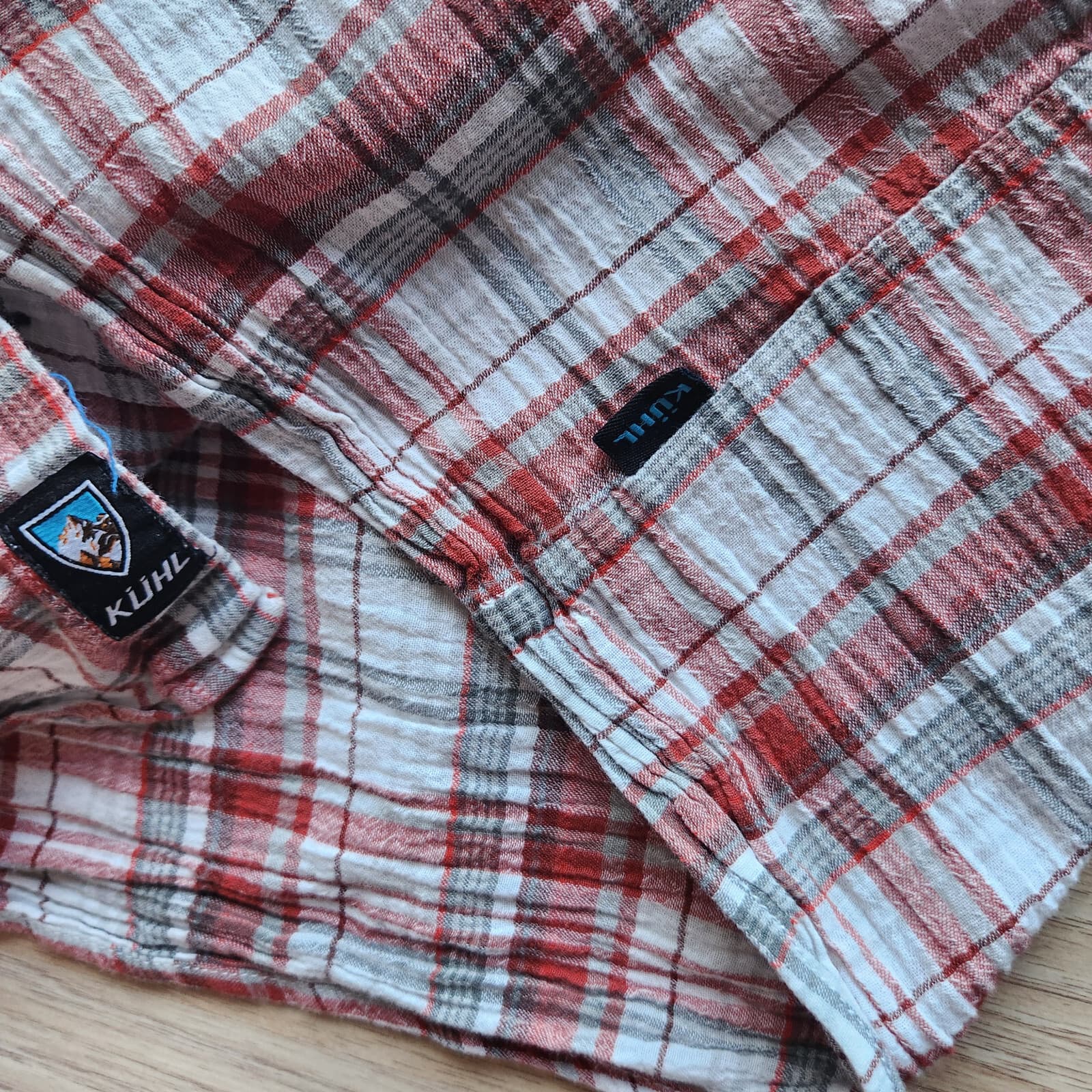 Kuhl Plaid Short Sleeve Button-Up Shirt Crinkle Organic Cotton Multicolor Mens L - Thumbnail 5