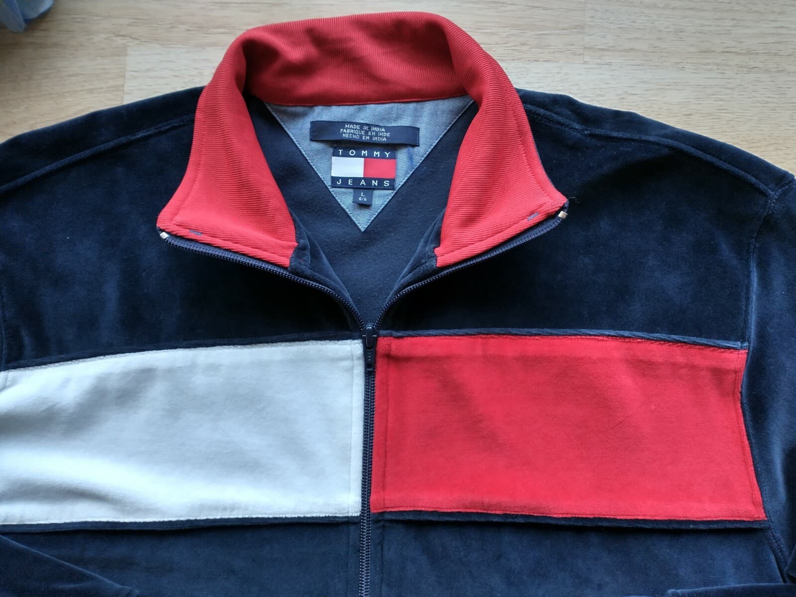 Vintage Tommy Hilfiger Tommy Jeans Women Cotton Velvet Jacket Full-Zip Blue Sz.L - Thumbnail 2