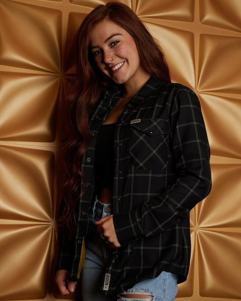 NWT DIXXON Flannel Co. Stay Gold Snap-Up Shirt Long Sleeve Black Check Women's S - Thumbnail 3