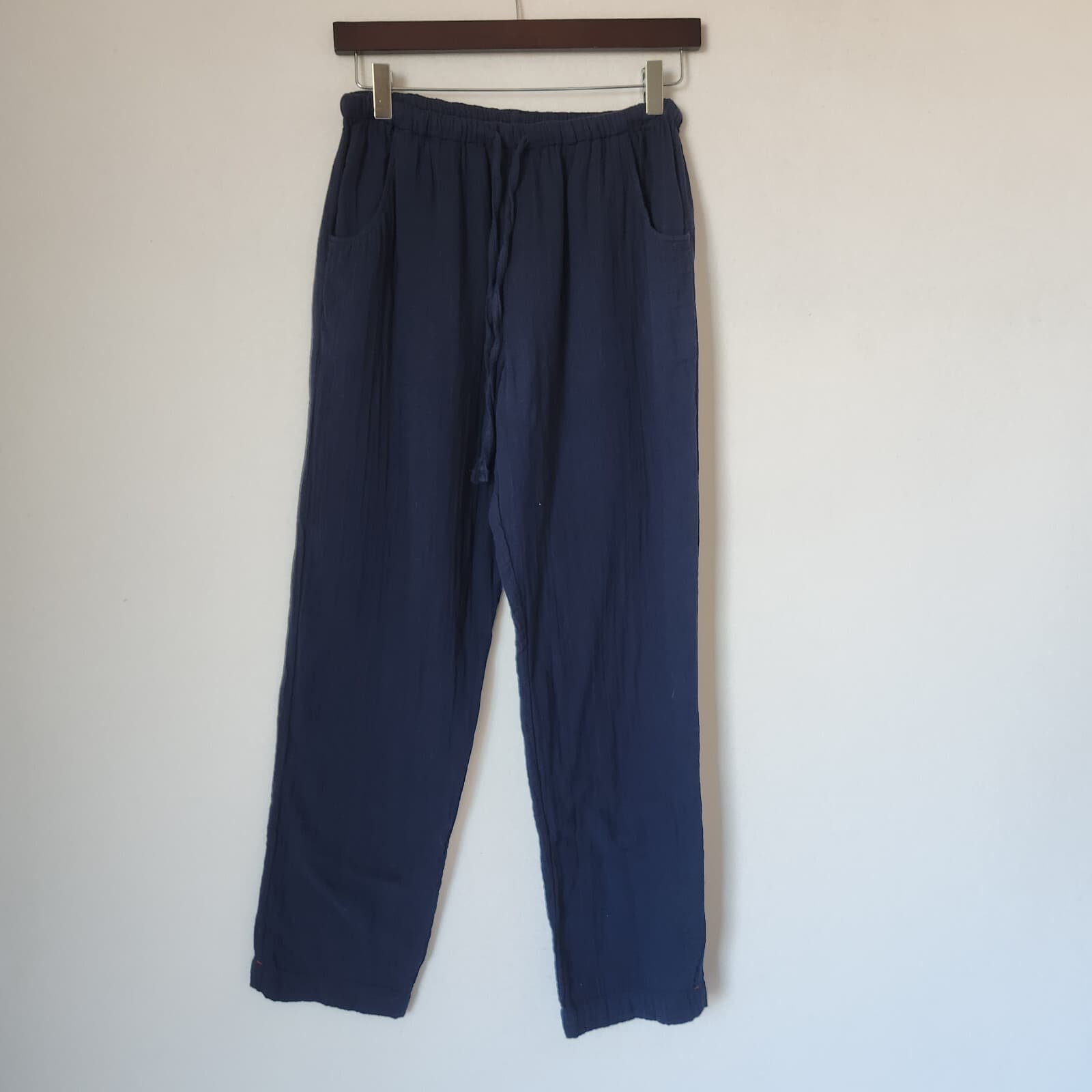 Xirena Jordyn Gauze Cotton Pants Elastic Waist Drawstring Pocket Navy Blue Sz.XS - Thumbnail 5