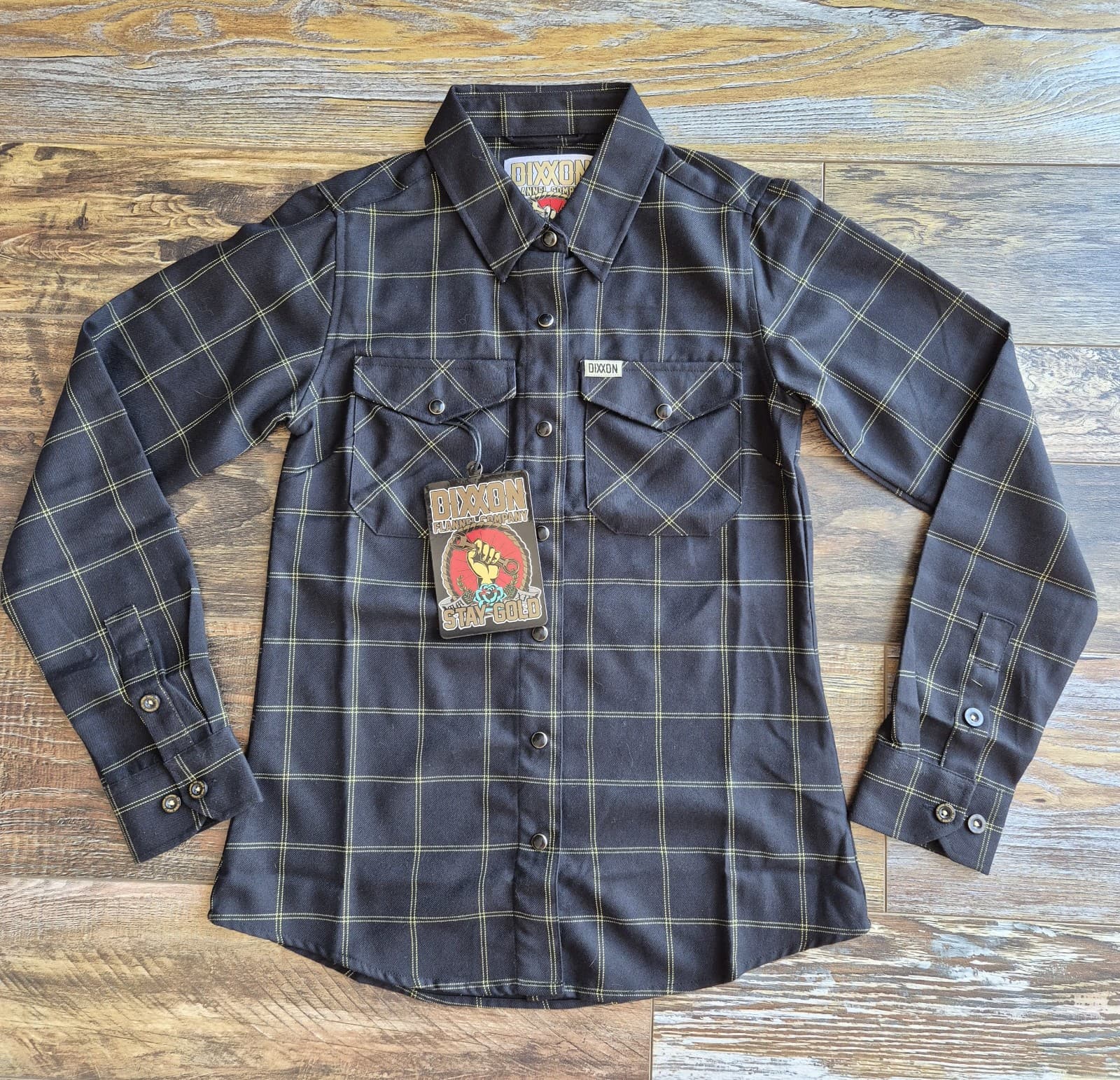 NWT DIXXON Flannel Co. Stay Gold Snap-Up Shirt Long Sleeve Black Check Women's S - Thumbnail 6
