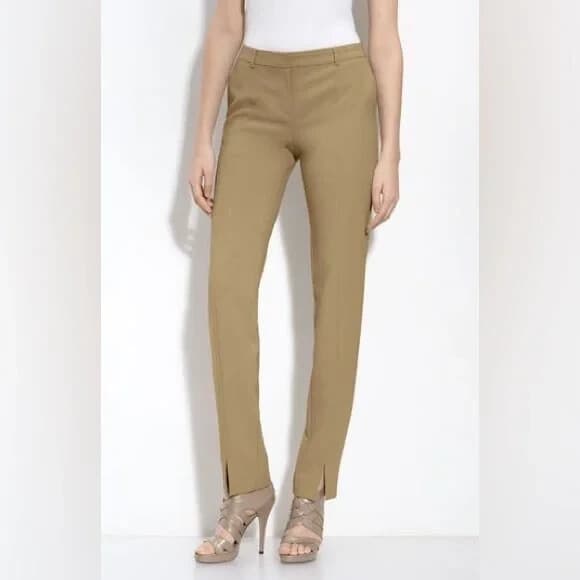 ST. JOHN Jennifer Work Dress Ankle Slit-Hem Pants Slim Zip Pocket Grey Women 12 - Thumbnail 6