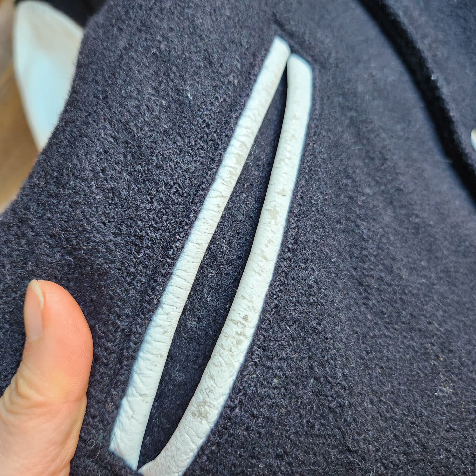 Vintage Lasley Knitting Wool Leather Varsity Letterman Jacket Black White Men 40 - Thumbnail 12