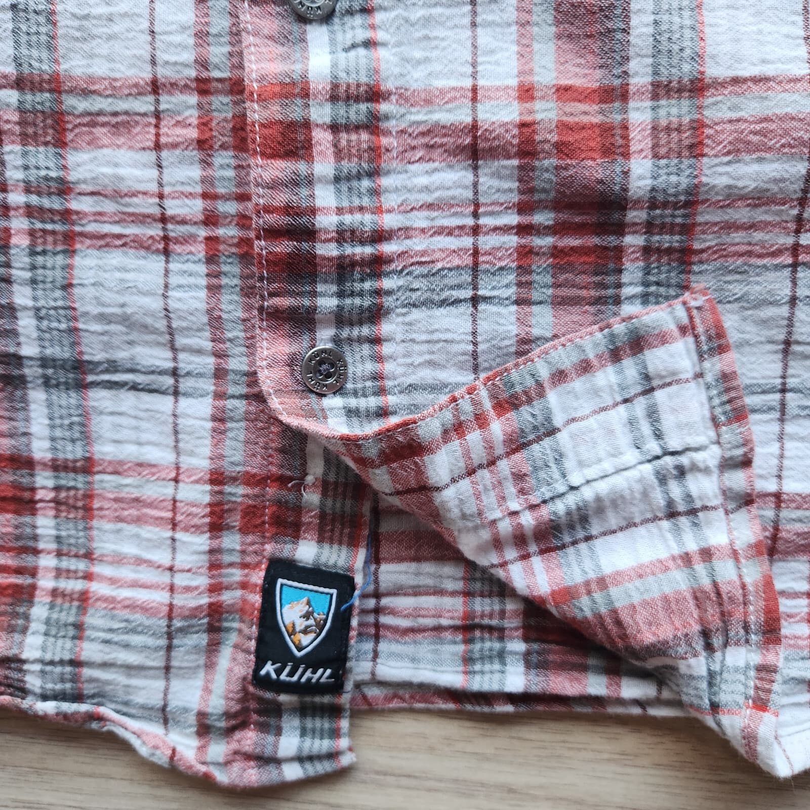 Kuhl Plaid Short Sleeve Button-Up Shirt Crinkle Organic Cotton Multicolor Mens L - Thumbnail 2