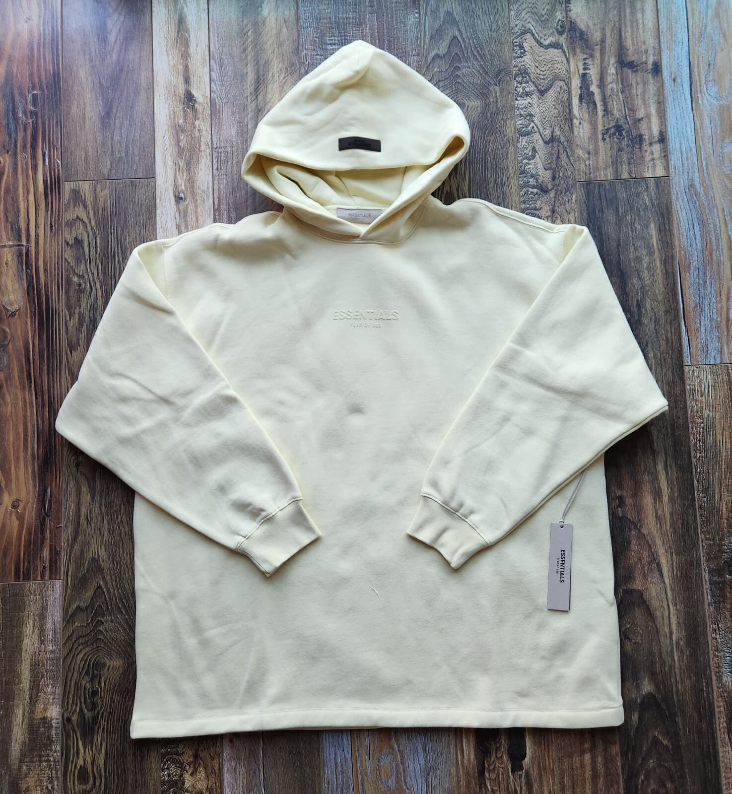 NWT ESSENTIALS Fear of God 2pc Hooded Sweatshirt Sweatpant Jogger Yellow Men's L - Thumbnail 3