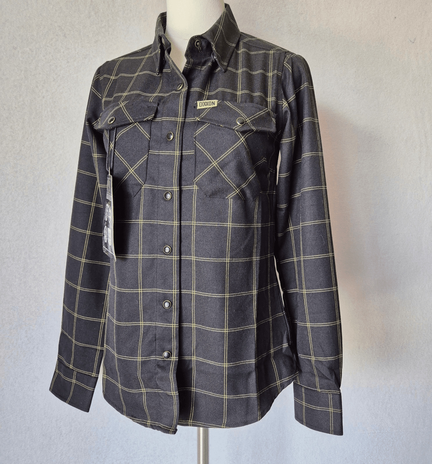 NWT DIXXON Flannel Co. Stay Gold Snap-Up Shirt Long Sleeve Black Check Women's S - Thumbnail 2