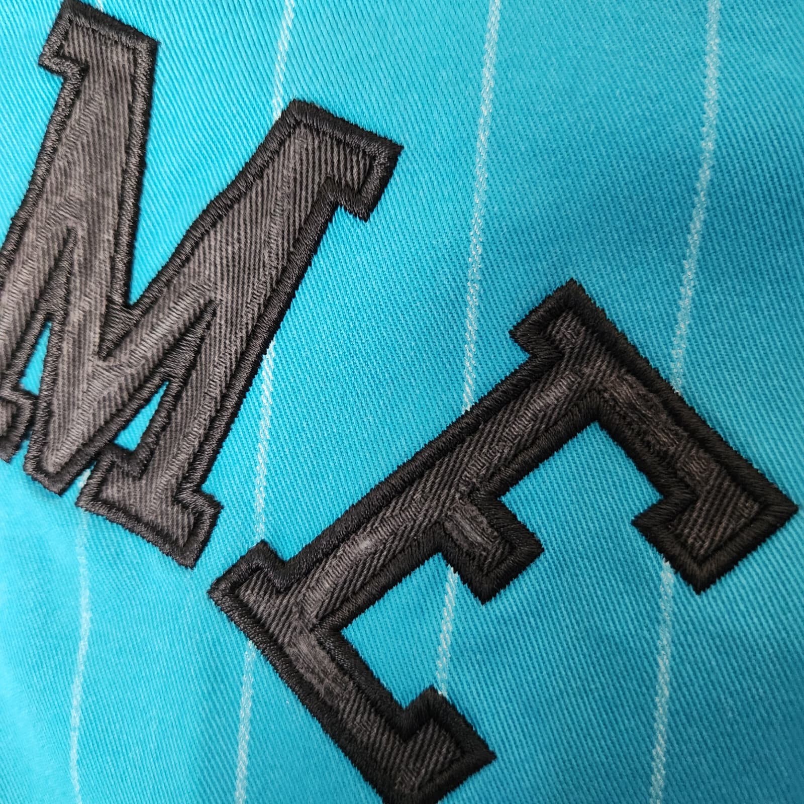 Supreme Pinstripe Baseball Jersey Yankees Button Short Sleeve Peal Blue Green XL - Thumbnail 5