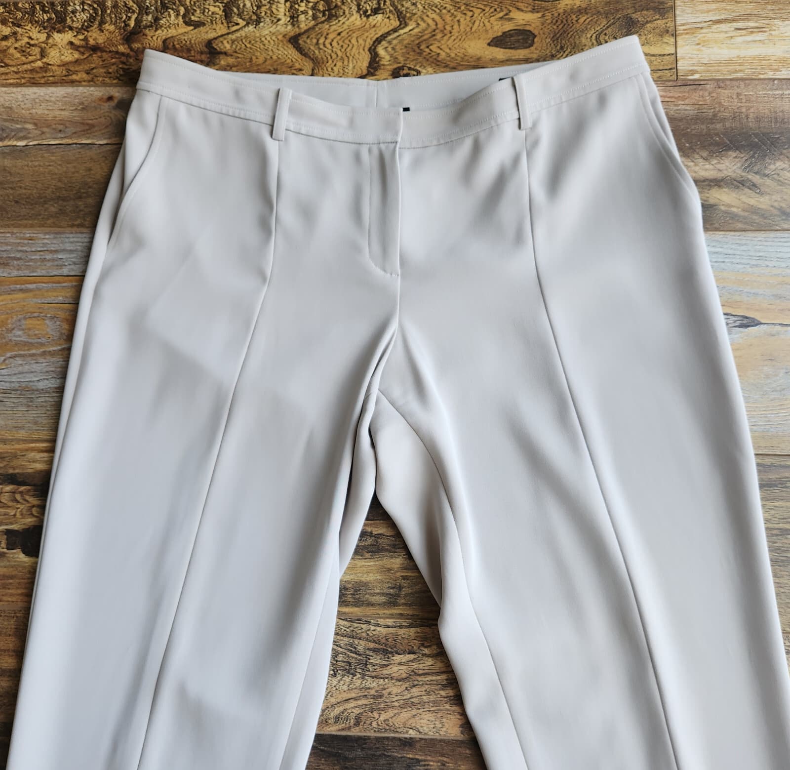 ST. JOHN Jennifer Work Dress Ankle Slit-Hem Pants Slim Zip Pocket Grey Women 12 - Thumbnail 4