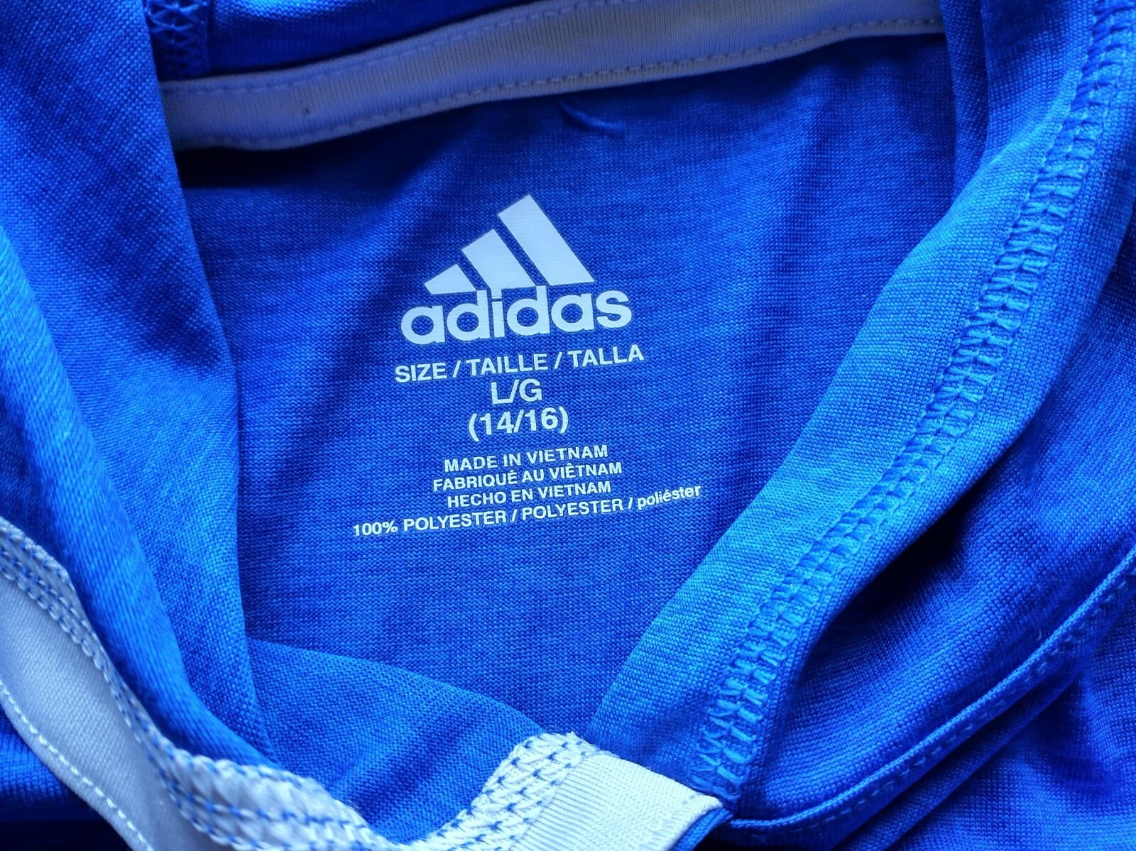 Adidas Boy Hood Long Sleeve Shirt Sweatshirt Pullover Blue Sz.L (14-15) - Thumbnail 5