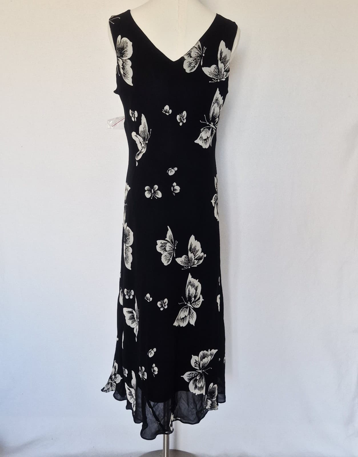 Vintage Y2K NWoT Chadwick's Butterfly Beaded Midi Dress Sleeveless Chiffon Sz.L - Thumbnail 6