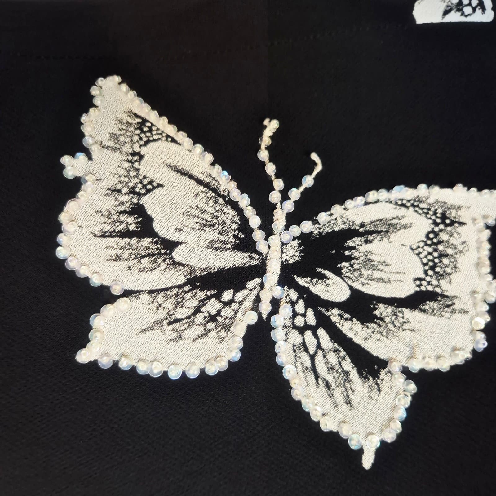 Vintage Y2K NWoT Chadwick's Butterfly Beaded Midi Dress Sleeveless Chiffon Sz.L - Thumbnail 5