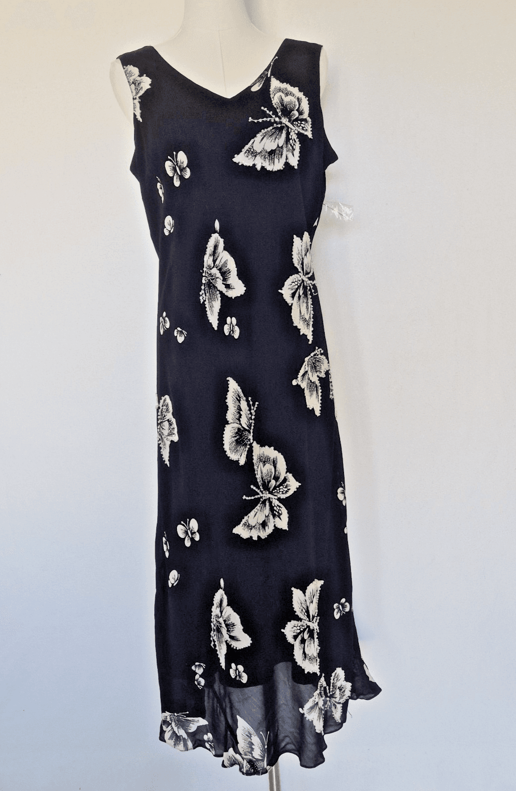 Vintage Y2K NWoT Chadwick's Butterfly Beaded Midi Dress Sleeveless Chiffon Sz.L - Thumbnail 3
