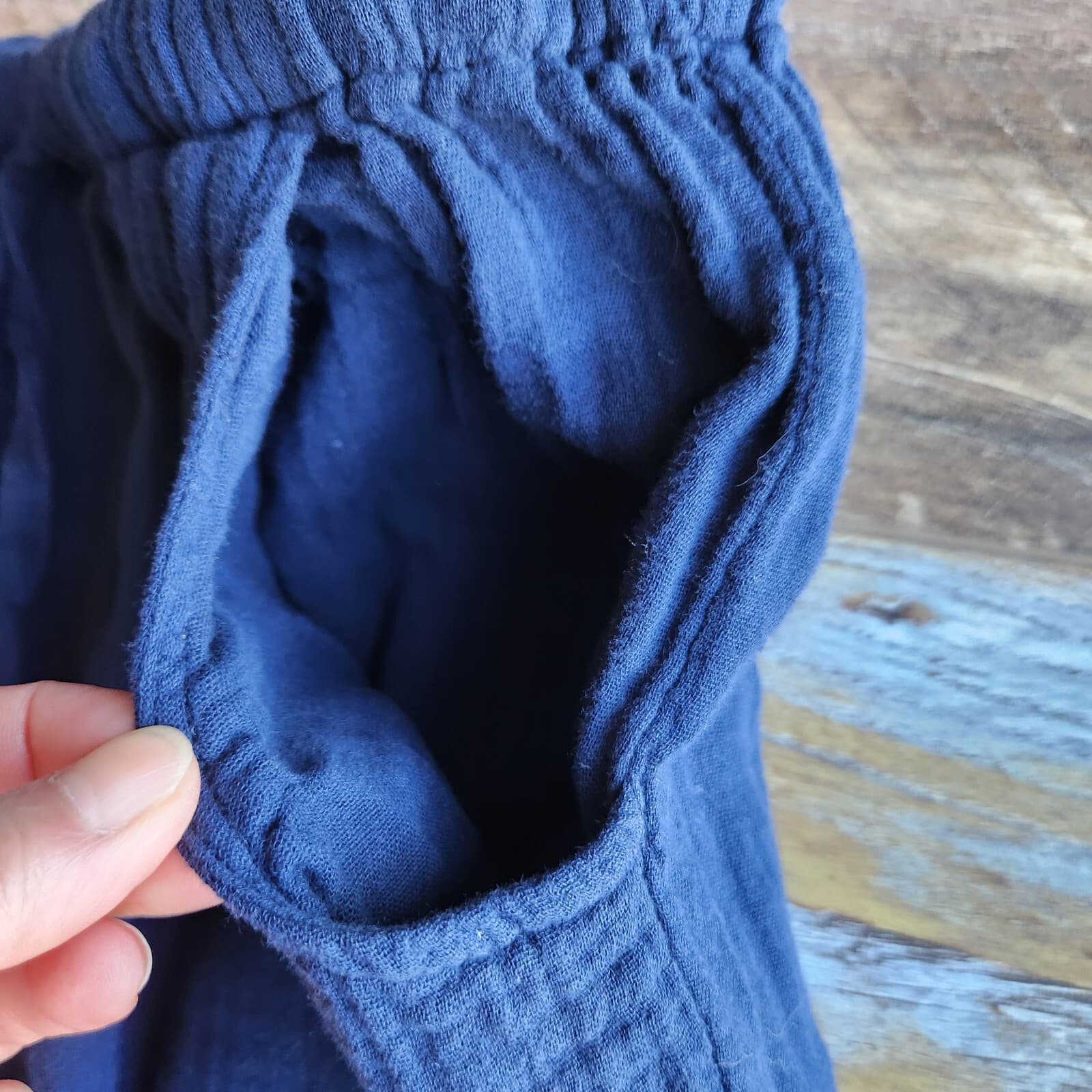 Xirena Jordyn Gauze Cotton Pants Elastic Waist Drawstring Pocket Navy Blue Sz.XS - Thumbnail 10