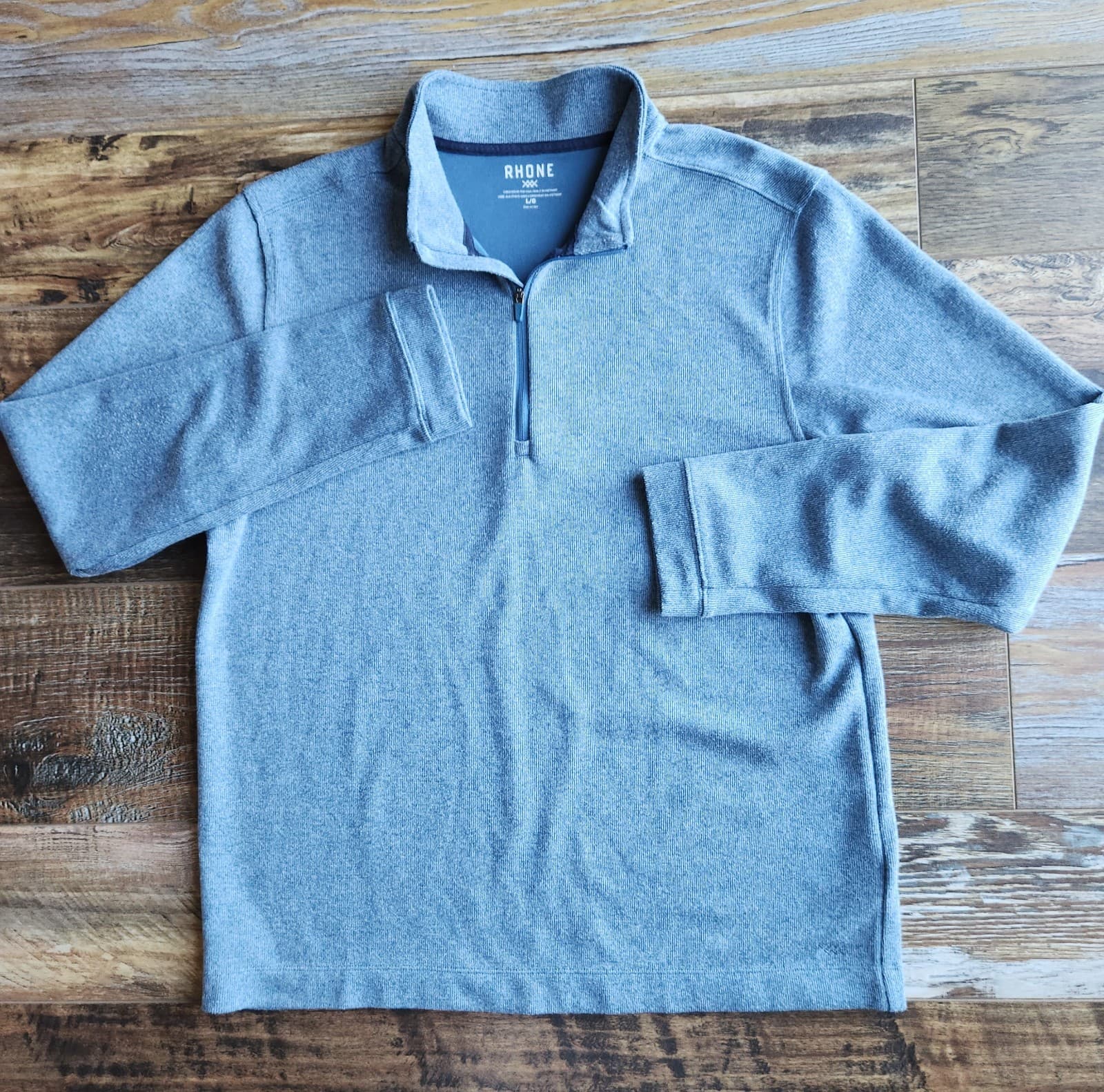 Rhone Commuter 1/4 Zip Mock Neck Sweater Pullover Stellar Blue Marle Men's L - Thumbnail 3