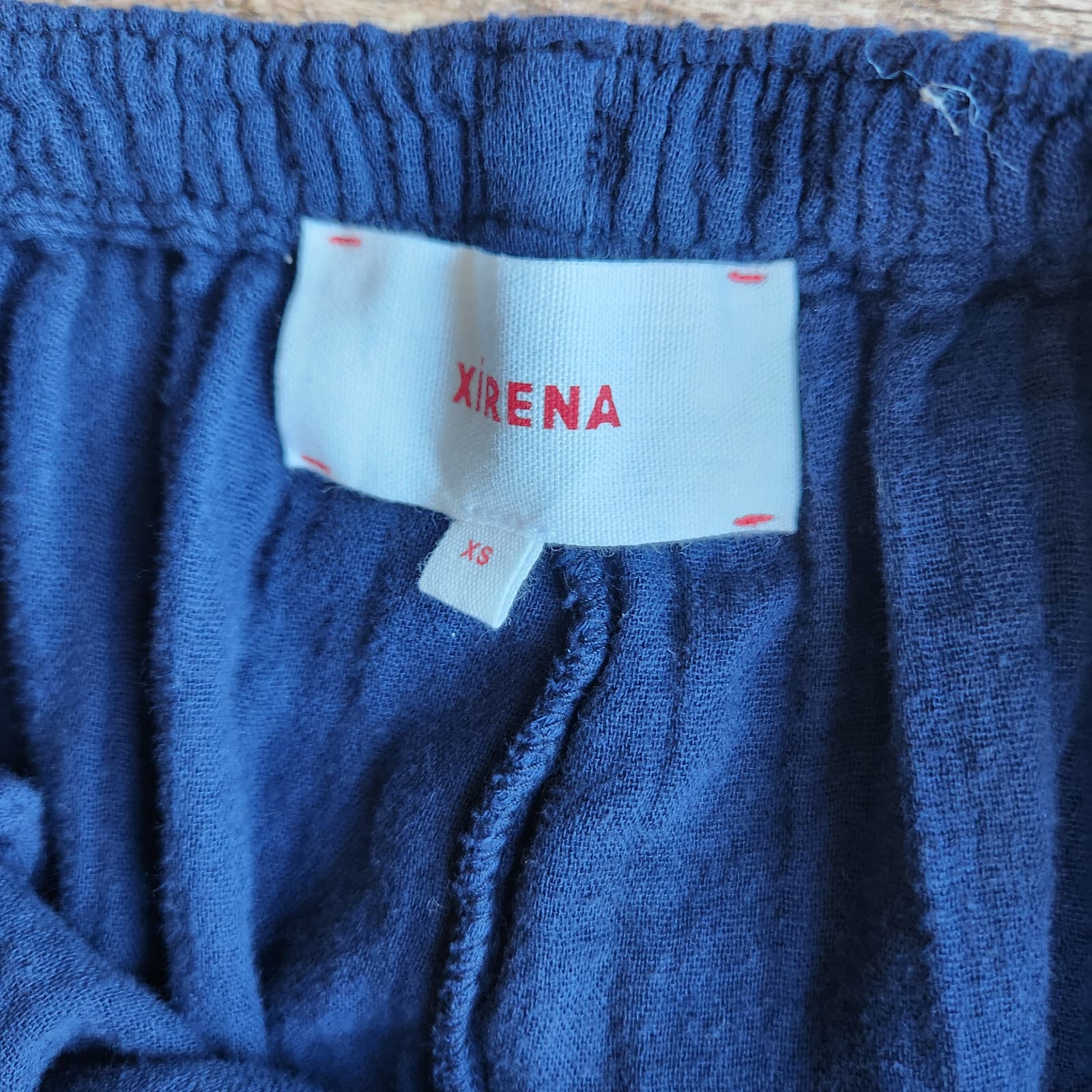 Xirena Jordyn Gauze Cotton Pants Elastic Waist Drawstring Pocket Navy Blue Sz.XS - Thumbnail 12