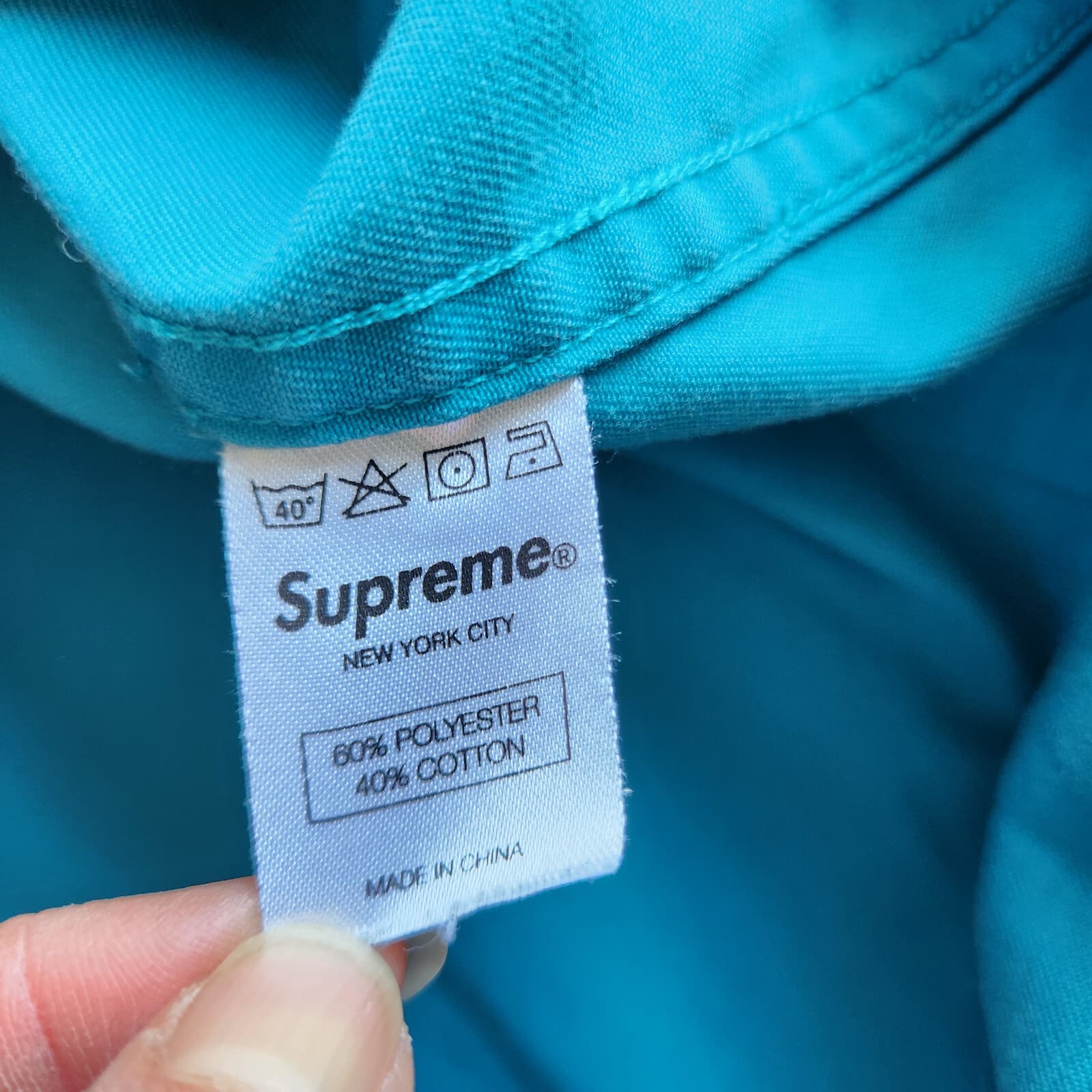 Supreme Pinstripe Baseball Jersey Yankees Button Short Sleeve Peal Blue Green XL - Thumbnail 10