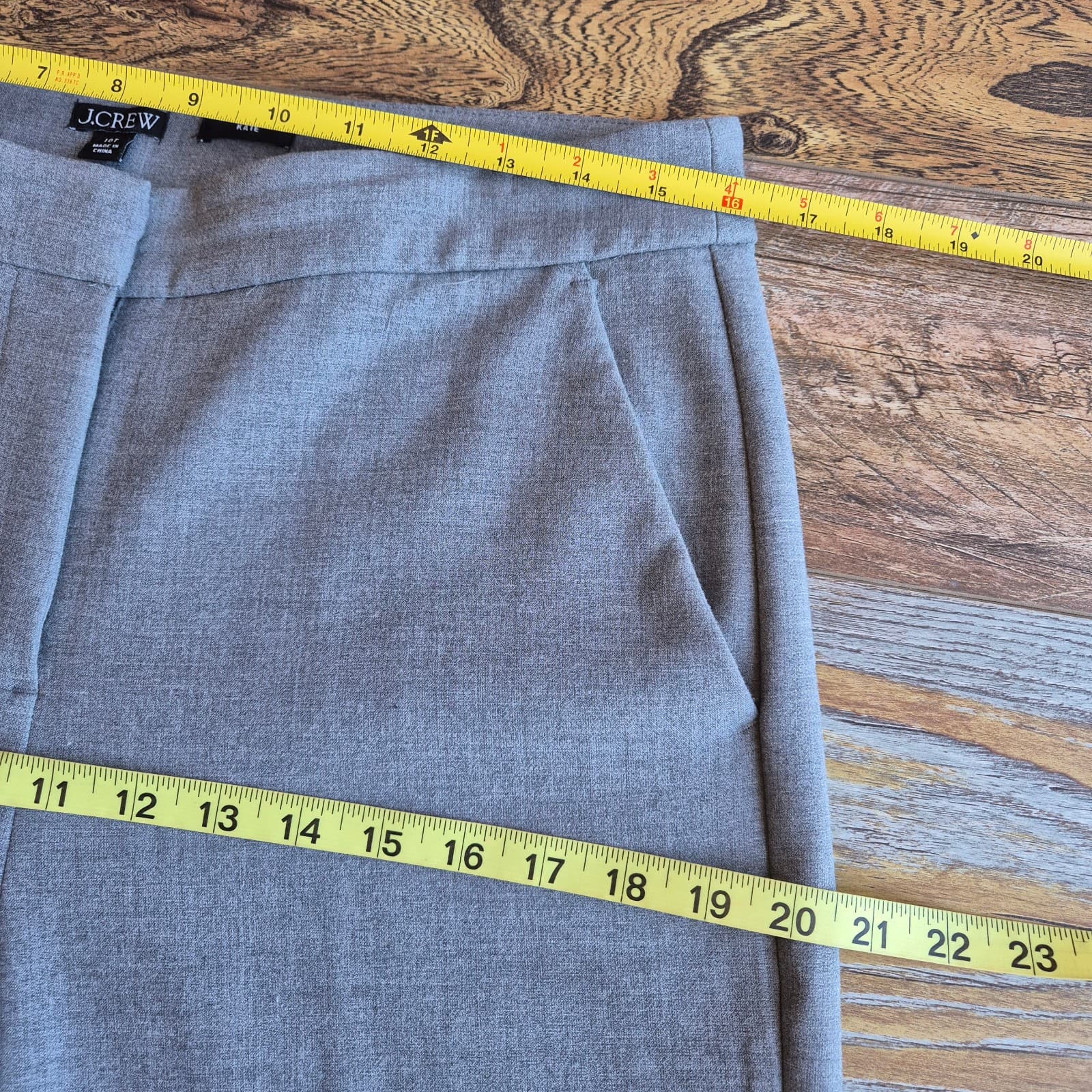 J.Crew Women's 10-Tall Kate Straight Leg Stretch Dress Pants Pocket Grey #BK253 - Thumbnail 11