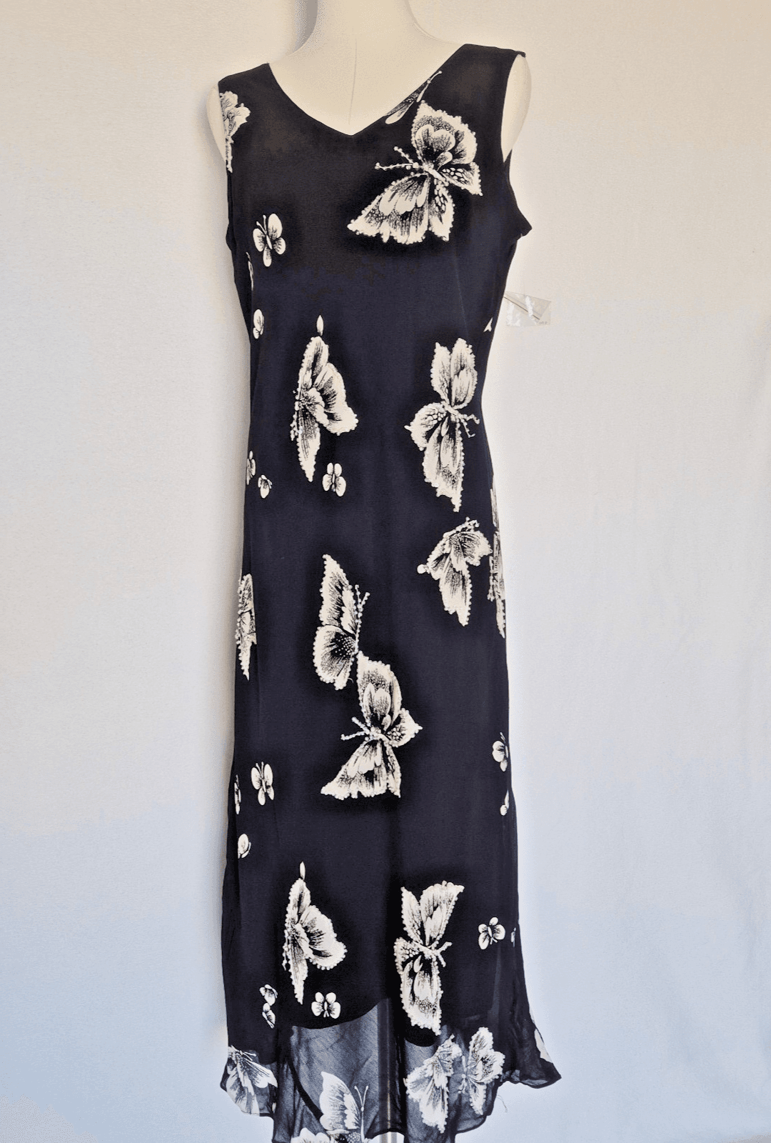 Vintage Y2K NWoT Chadwick's Butterfly Beaded Midi Dress Sleeveless Chiffon Sz.L - Thumbnail 2