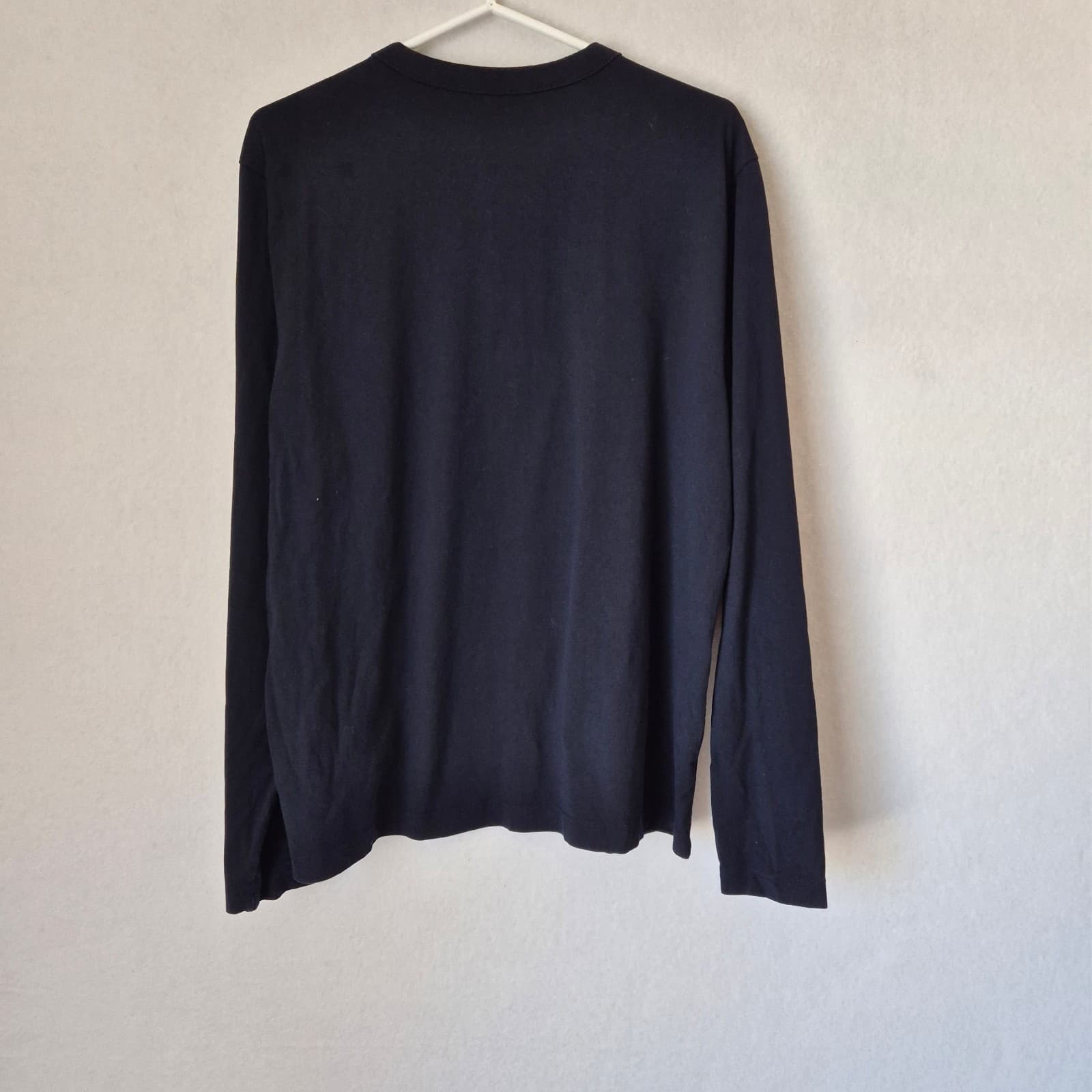 EVERLANE Men's L Premium Weight Henley Long Sleeve Shirt 100% Cotton Navy Blue - Thumbnail 4